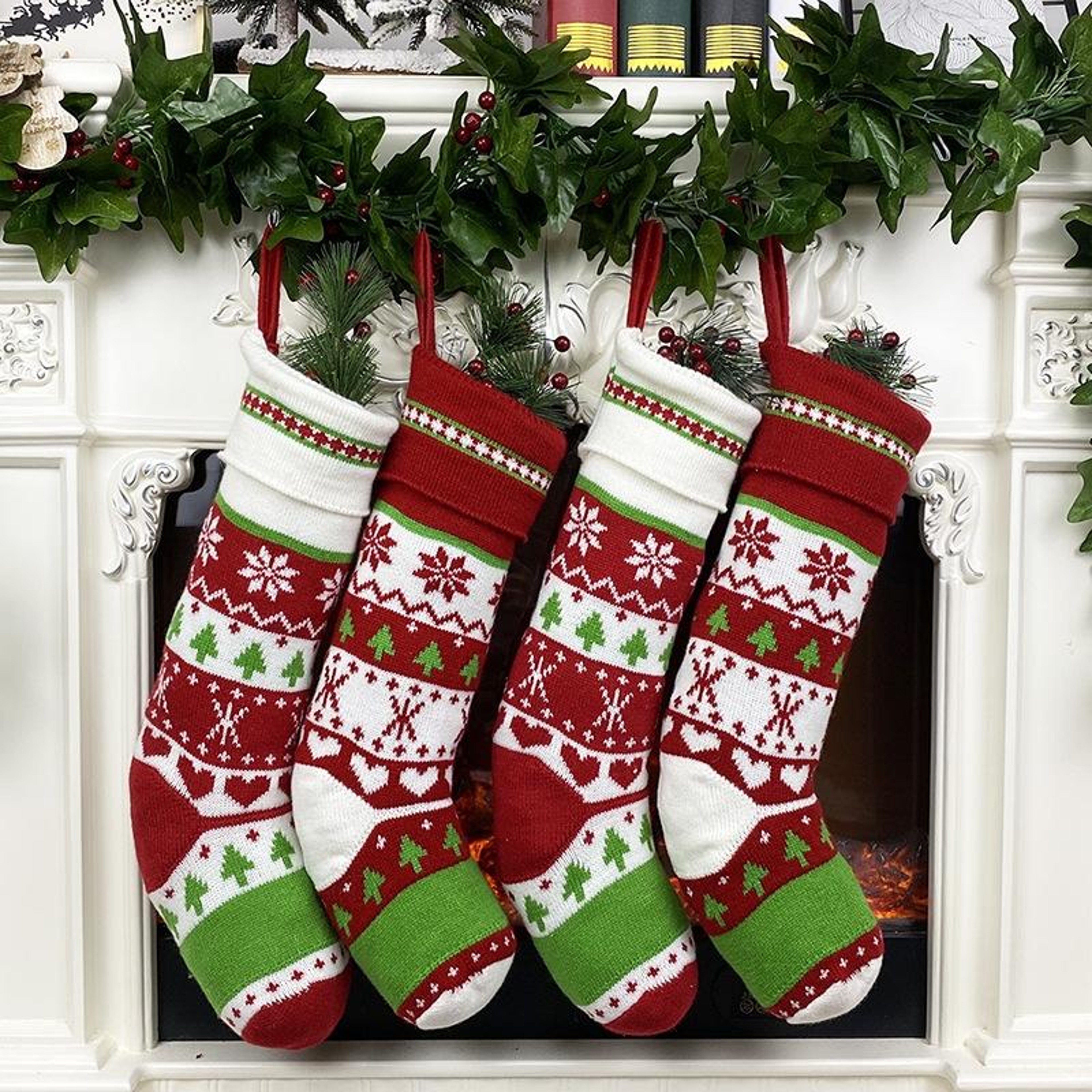 Cozy Christmas Stocking Gift Bag For Kids Woolen Christmas Candy Bag And Hanging Holiday Decor 4