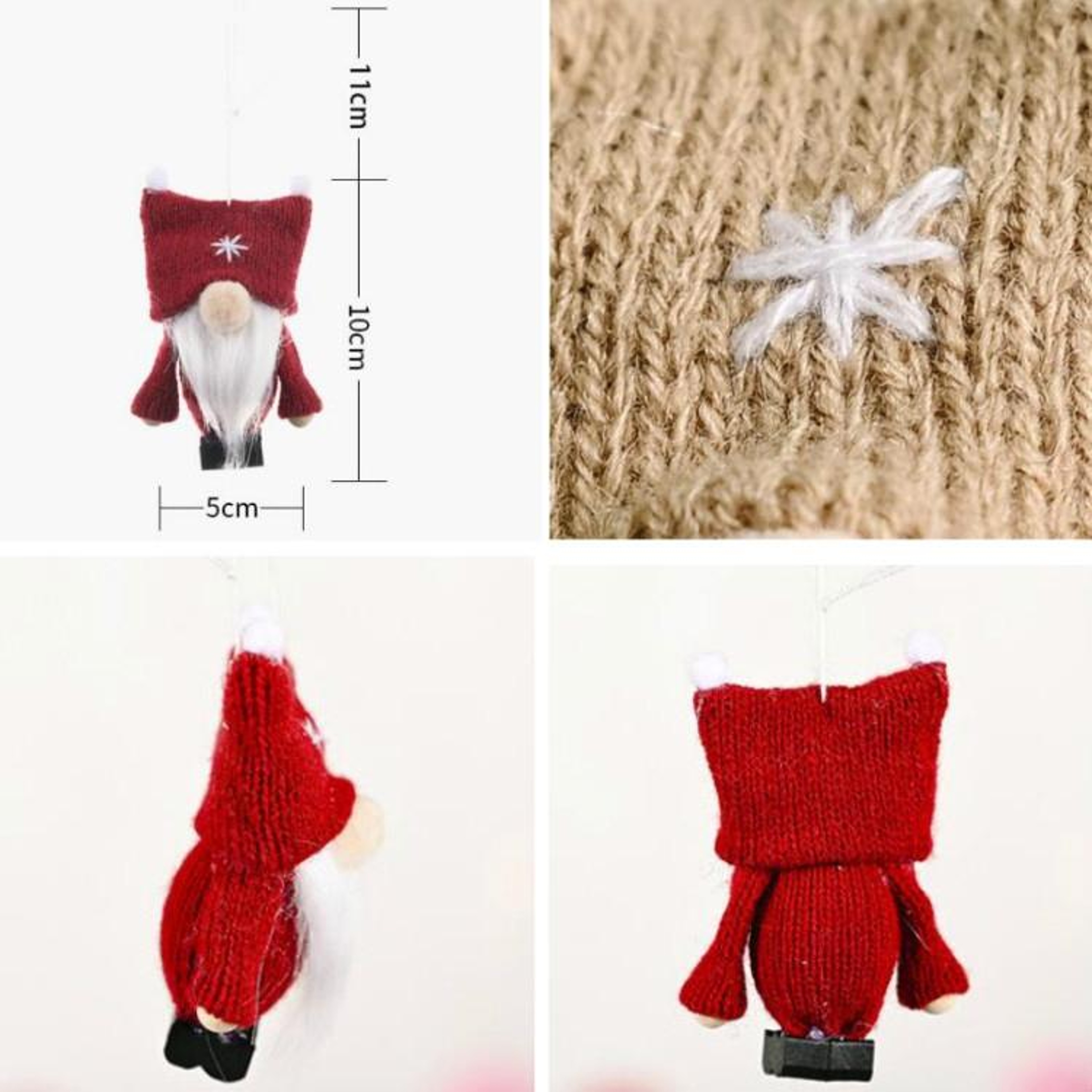 Cozy Knitted Christmas Gnome Ornament Faceless Holiday Tree Pendant – view 3