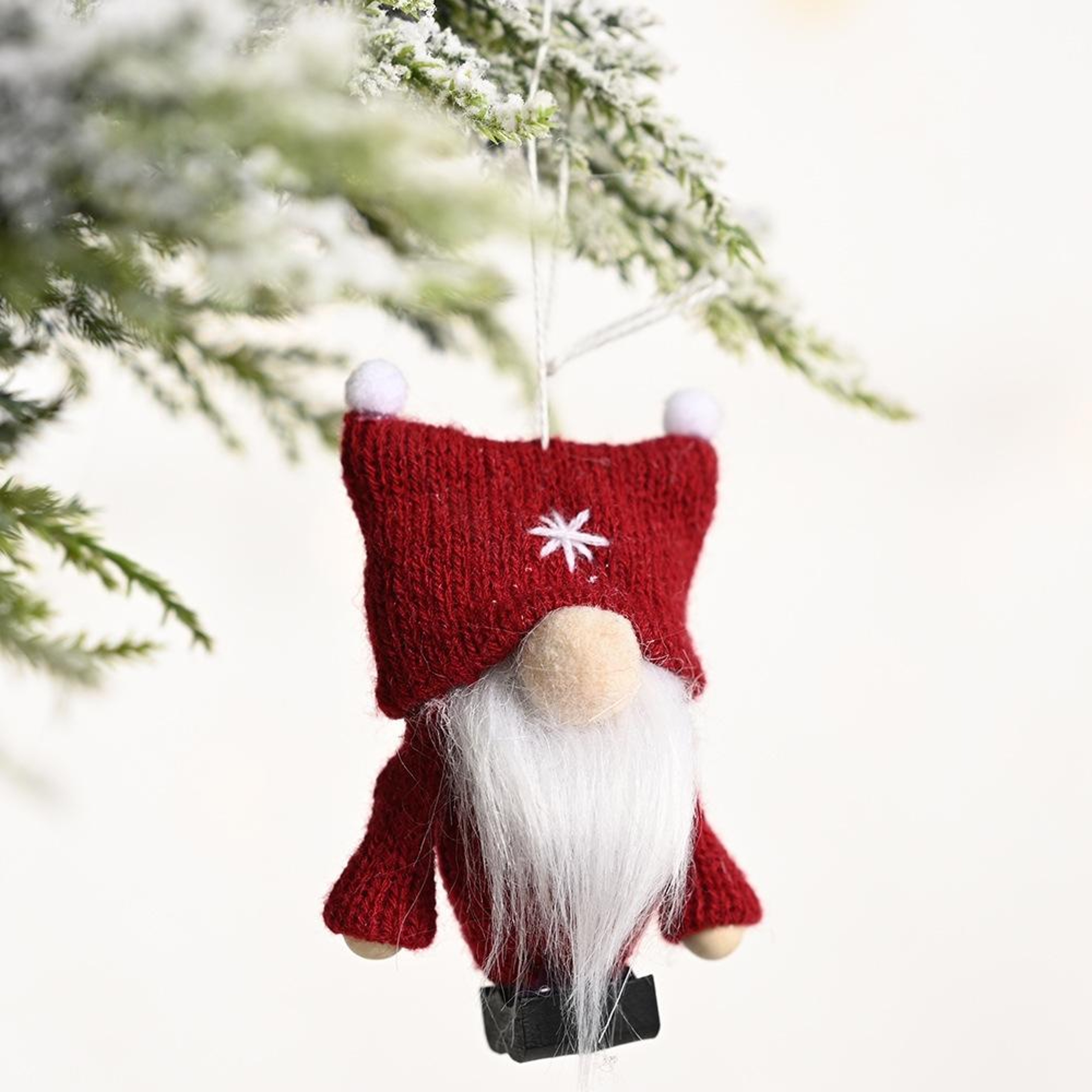 Cozy Knitted Christmas Gnome Ornament Faceless Holiday Tree Pendant – view 8