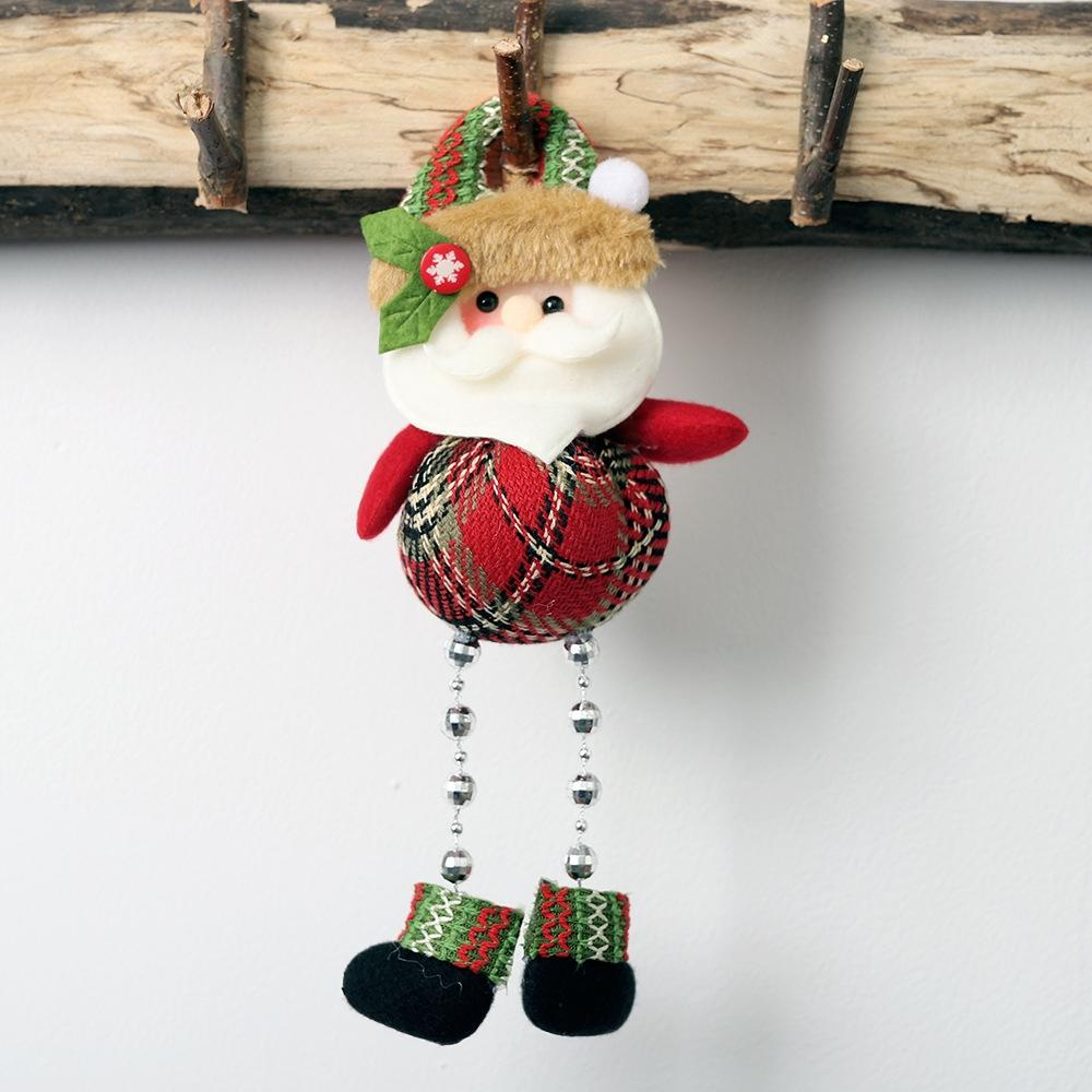 Plaid Christmas Doll Ornament Hanging Fabric Pendant For Festive Window And Holiday Decor 4