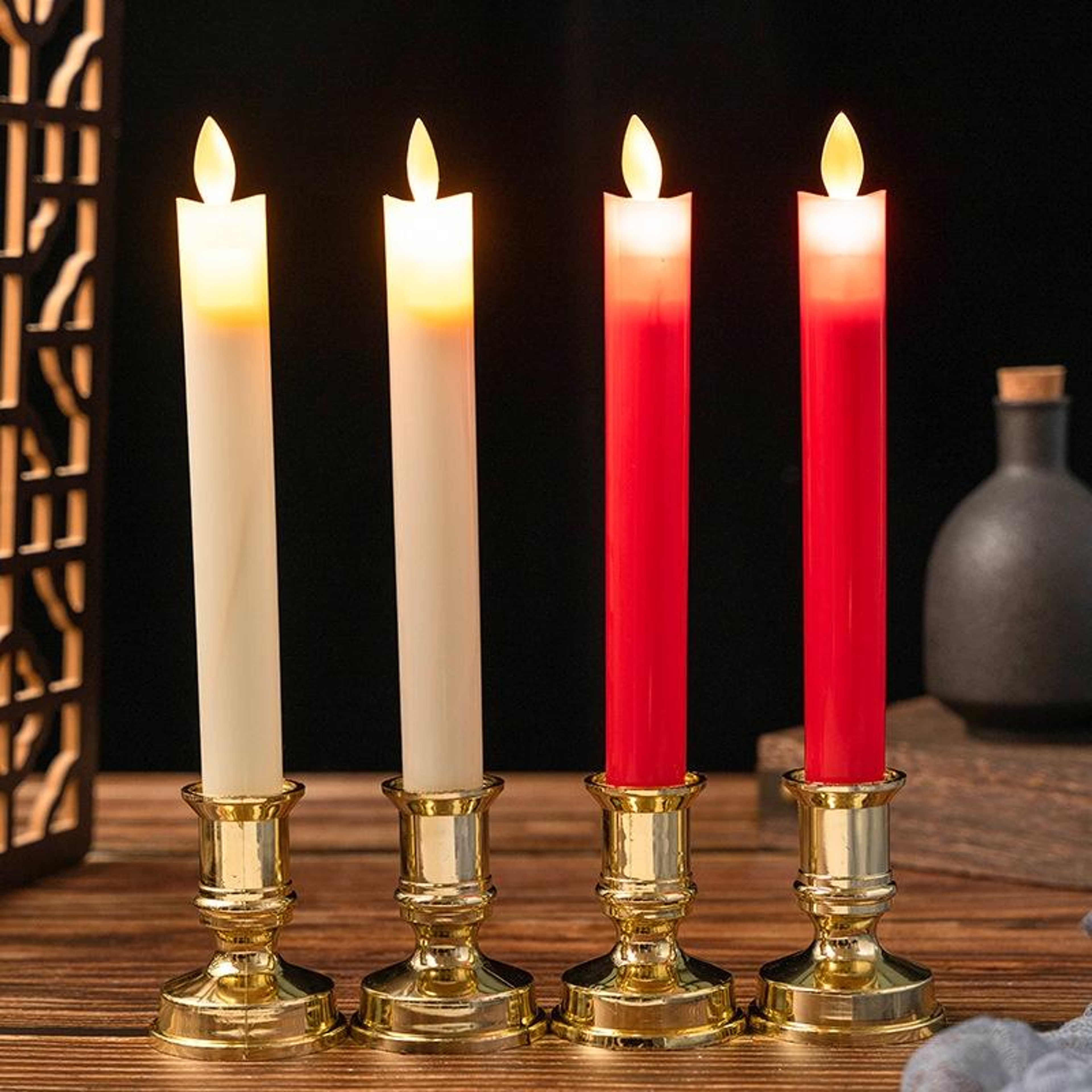 2PCS Flameless LED Candles With Swing Wick Long Rod Electronic Temple  Wedding Candle Lights 0