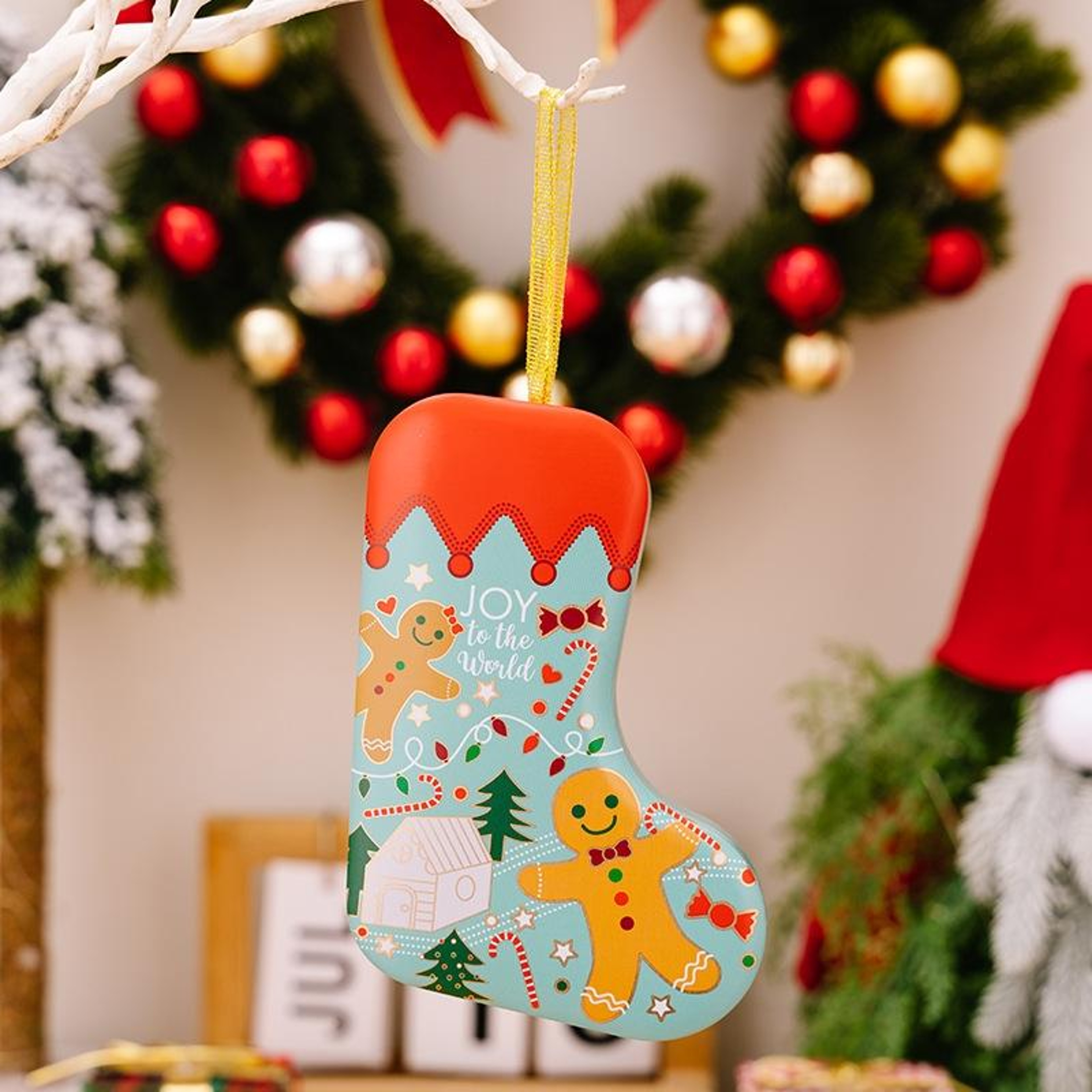 Christmas Stocking Tin Gift Box And Hanging Christmas Tree Ornament 9