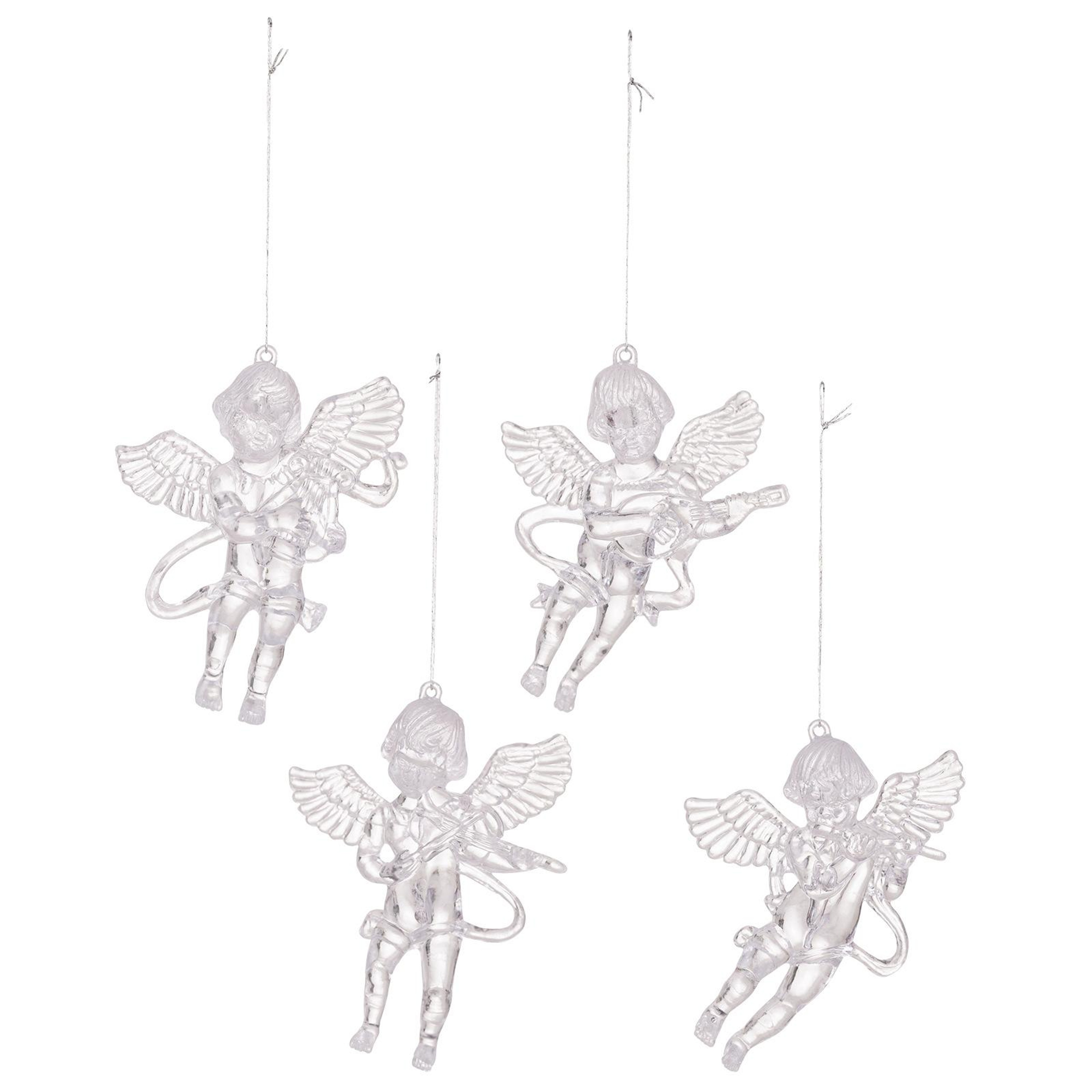4PCS Acrylic Angel Christmas Tree Ornaments Clear Hanging Holiday Decorations 7