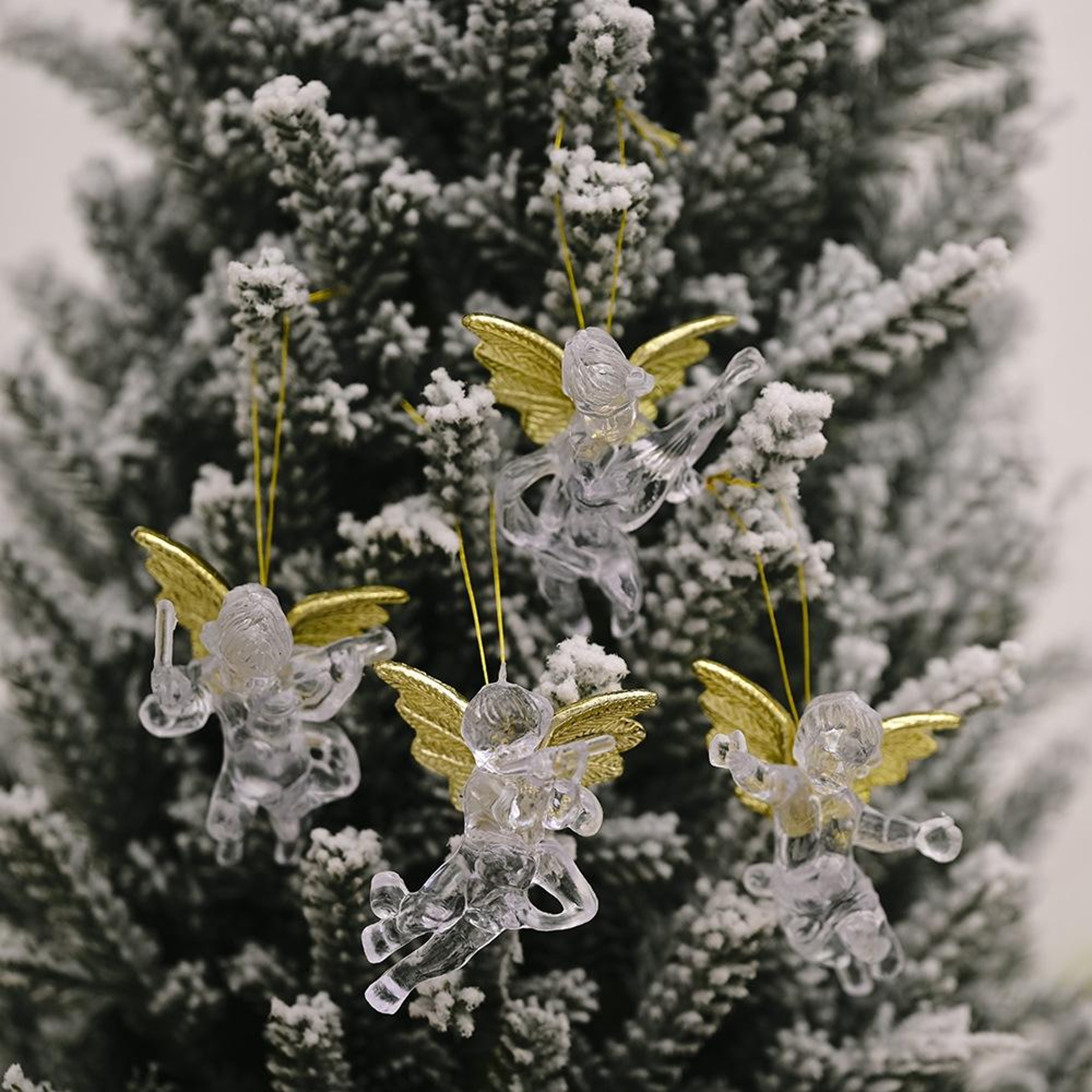 4PCS Acrylic Angel Christmas Tree Ornaments Clear Hanging Holiday Decorations 8