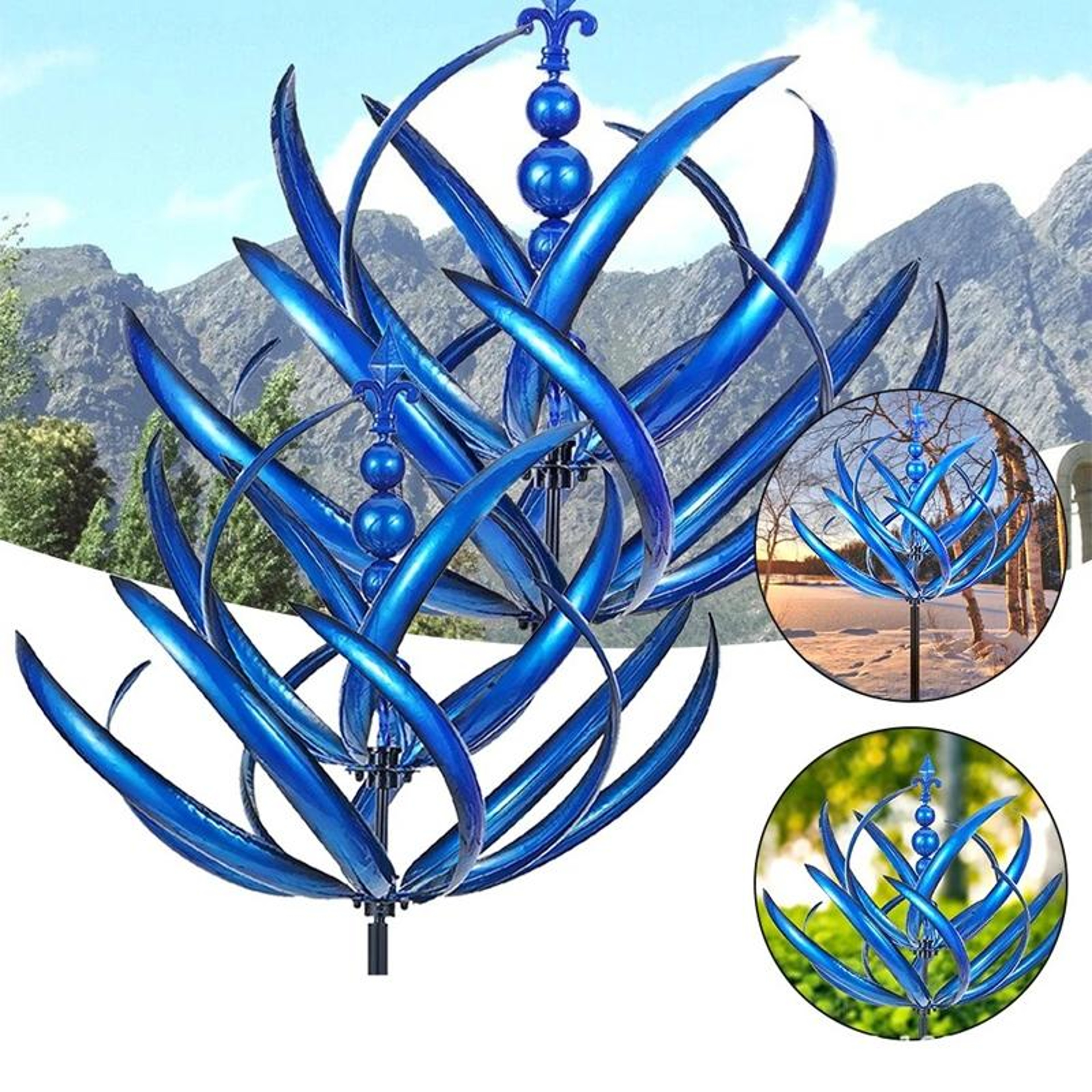 Metal Garden Wind Spinner Outdoor Windmill Decor With WeatherResistant Iron Ground Stake 1