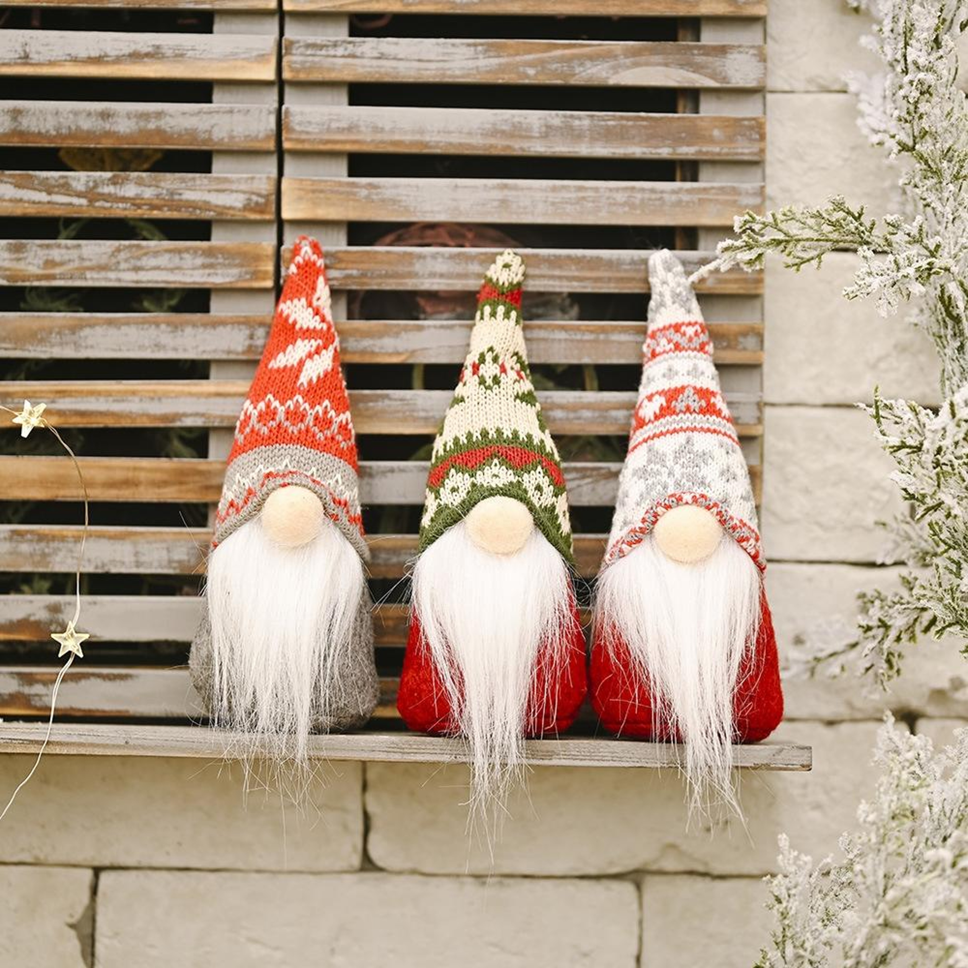 Snowflake Knitted Christmas Gnome Doll For Tabletop Holiday Decoration 1