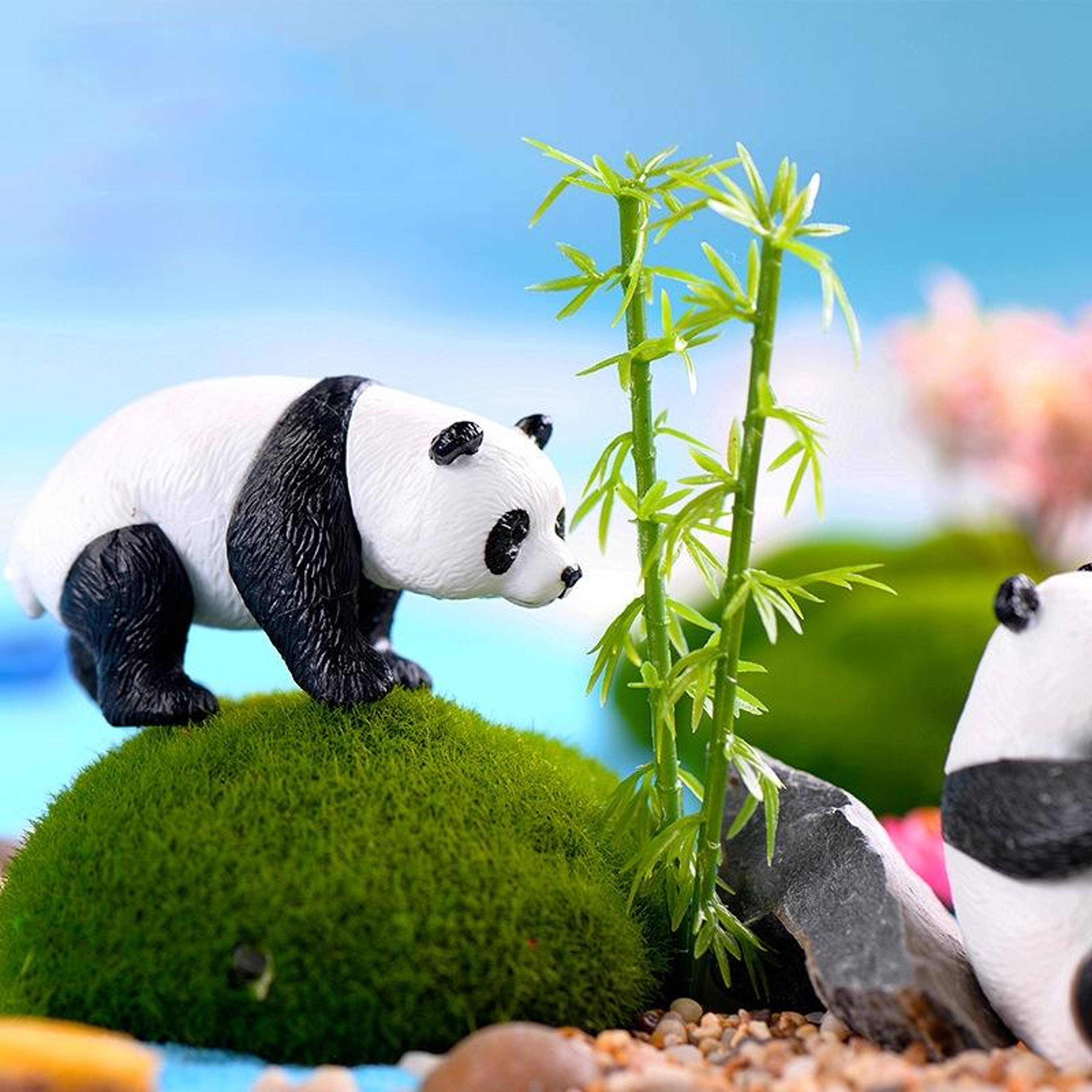 4Piece Mini Panda Figurines PVC Panda Cake Toppers For Micro Landscapes And DIY Decor 3