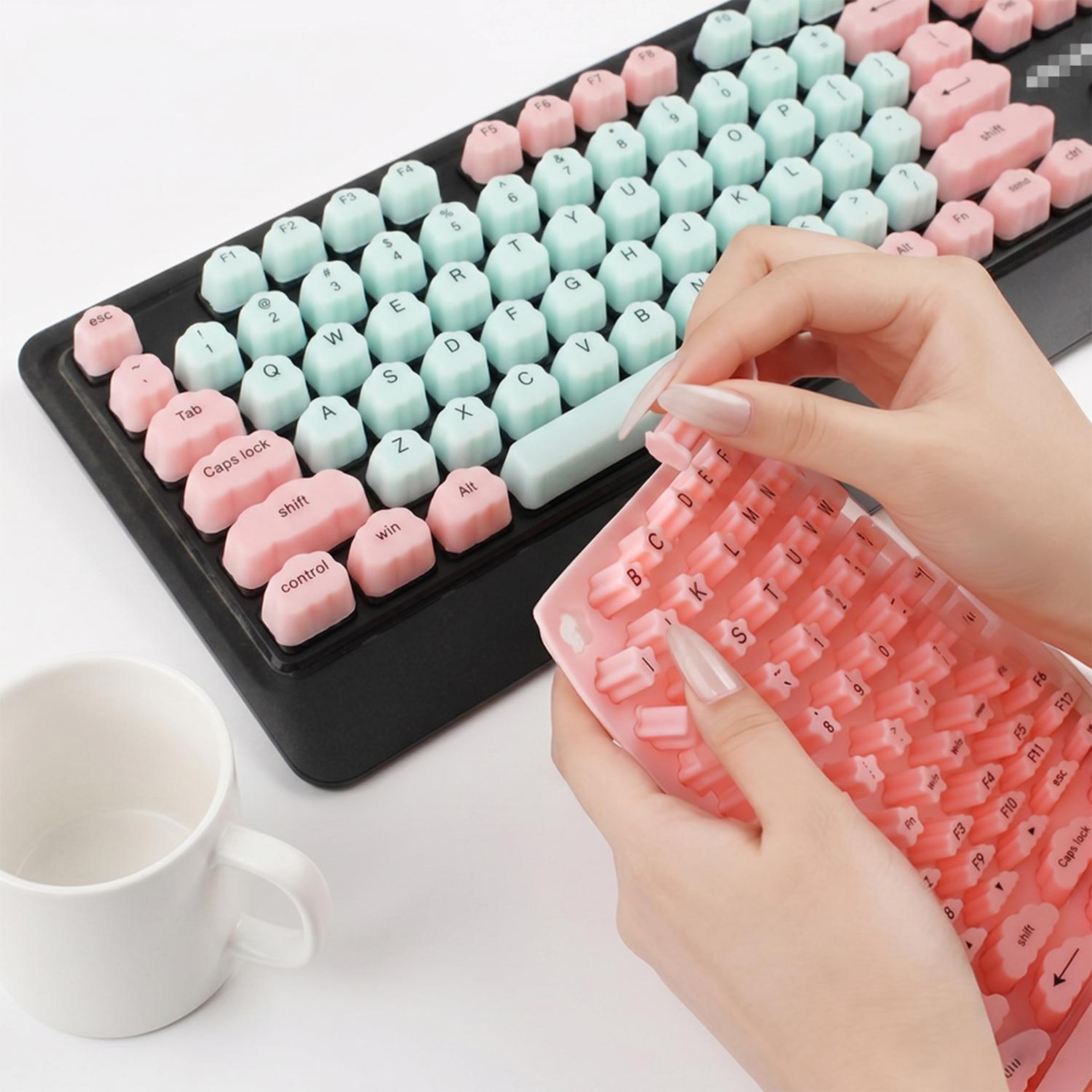 Long Nail Friendly Raised Silicone Keyboard Keycaps For Comfortable Quiet Typing 1