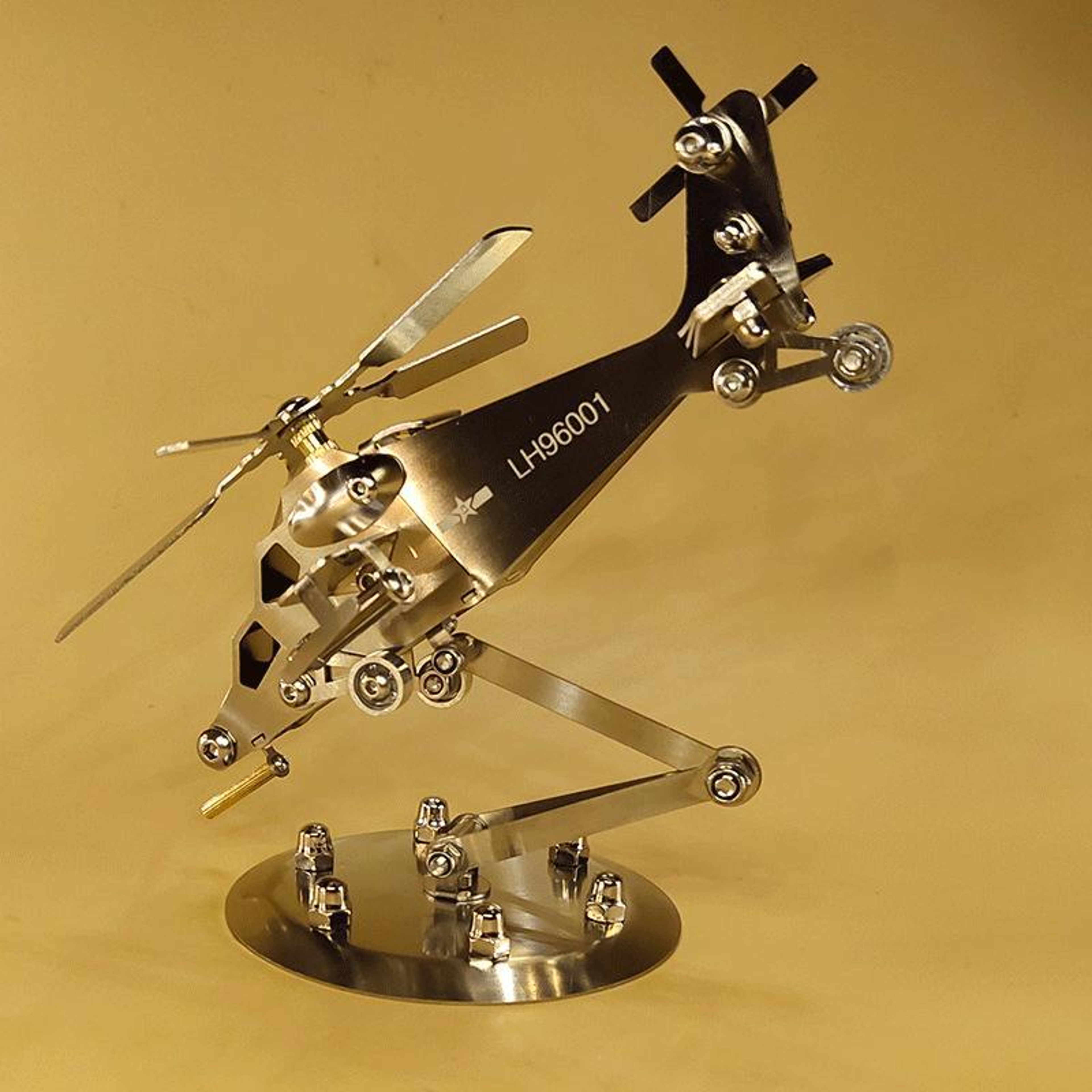 Stainless Steel Helicopter Model With Rotating Propeller For Office Desk Decor 3