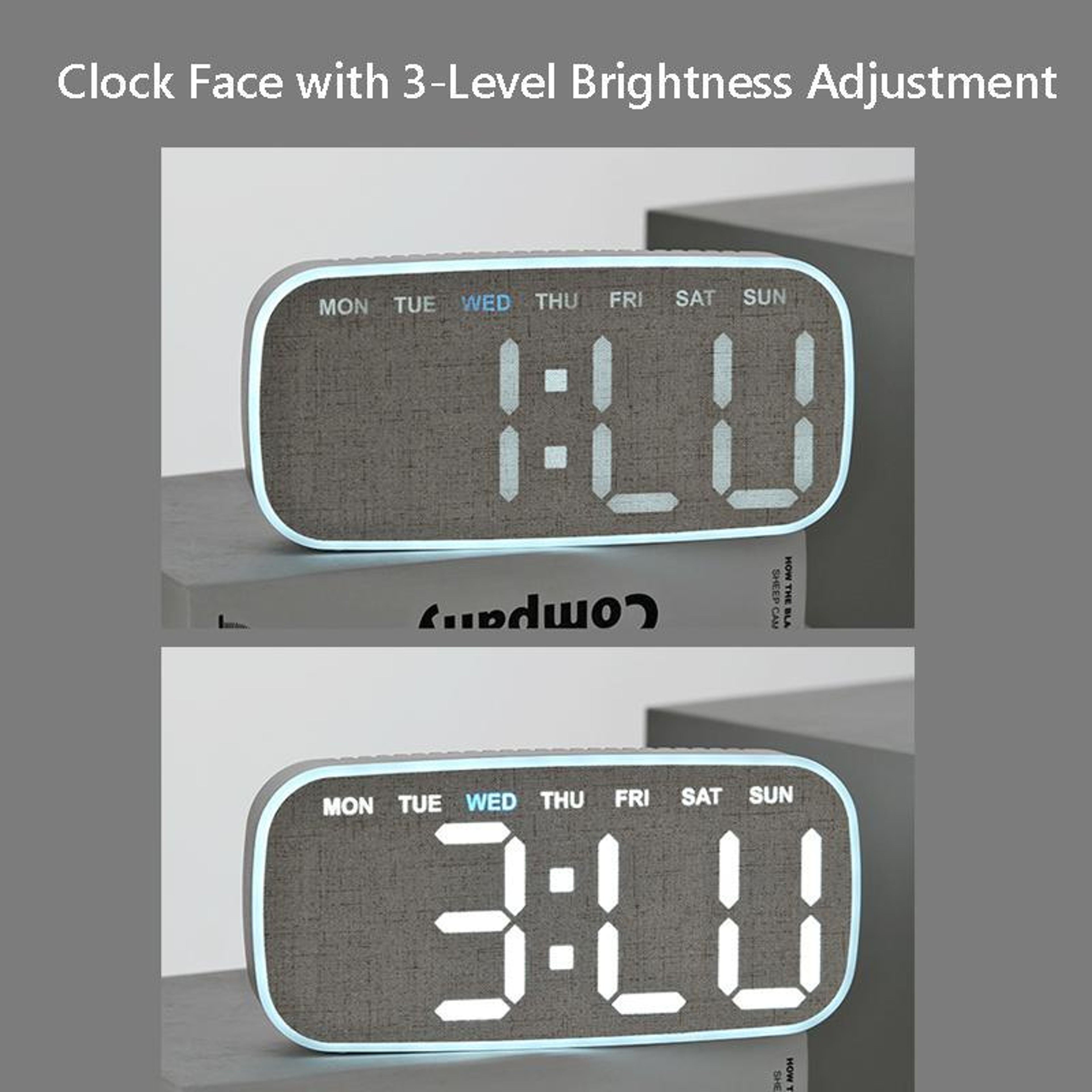 Modern Digital Wall Clock With Large LED Display Date Week Temperature And Adjustable Brightness 5