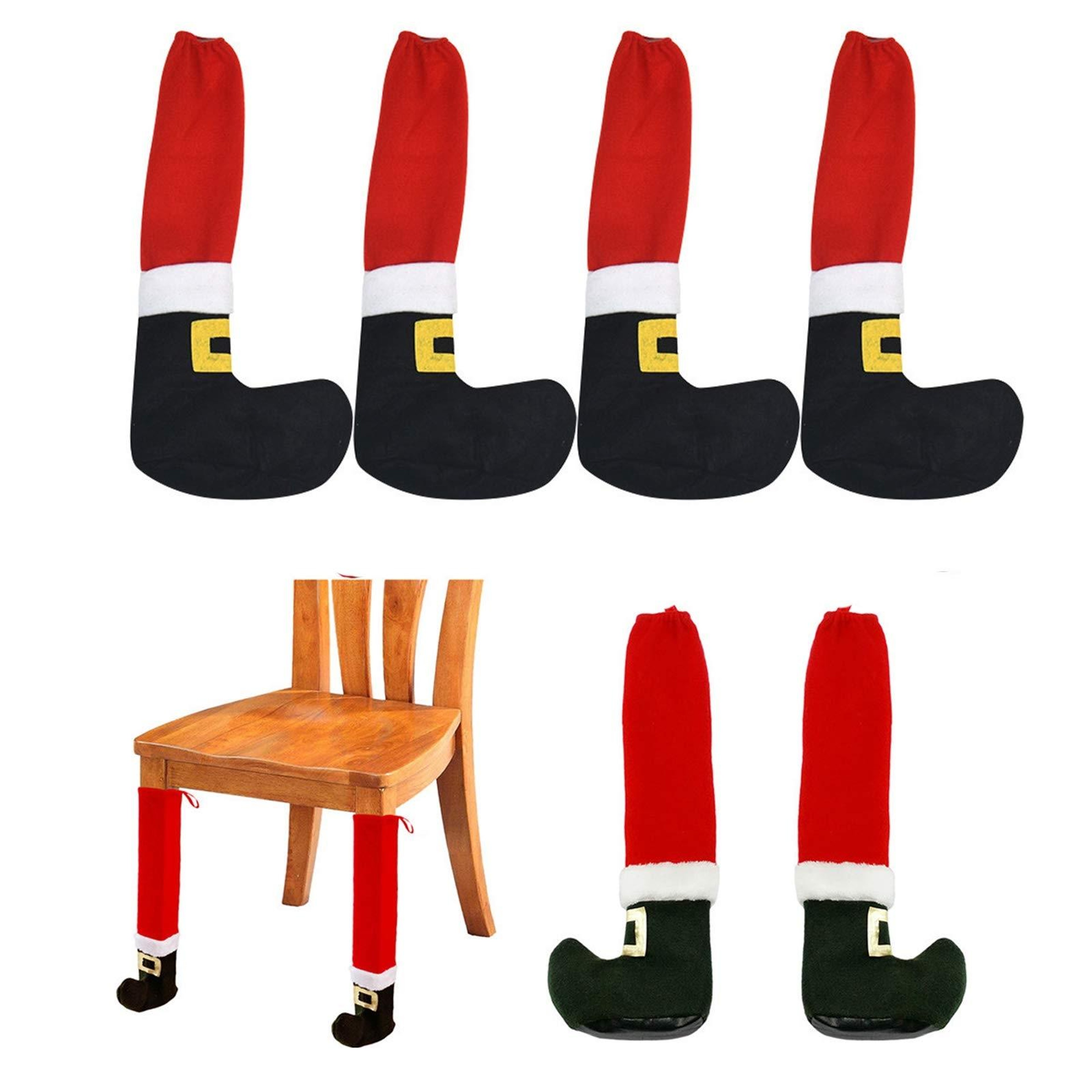 4PCS Christmas Chair Leg Covers and Furniture Floor Protectors with Festive Elf Boot Design – view 1