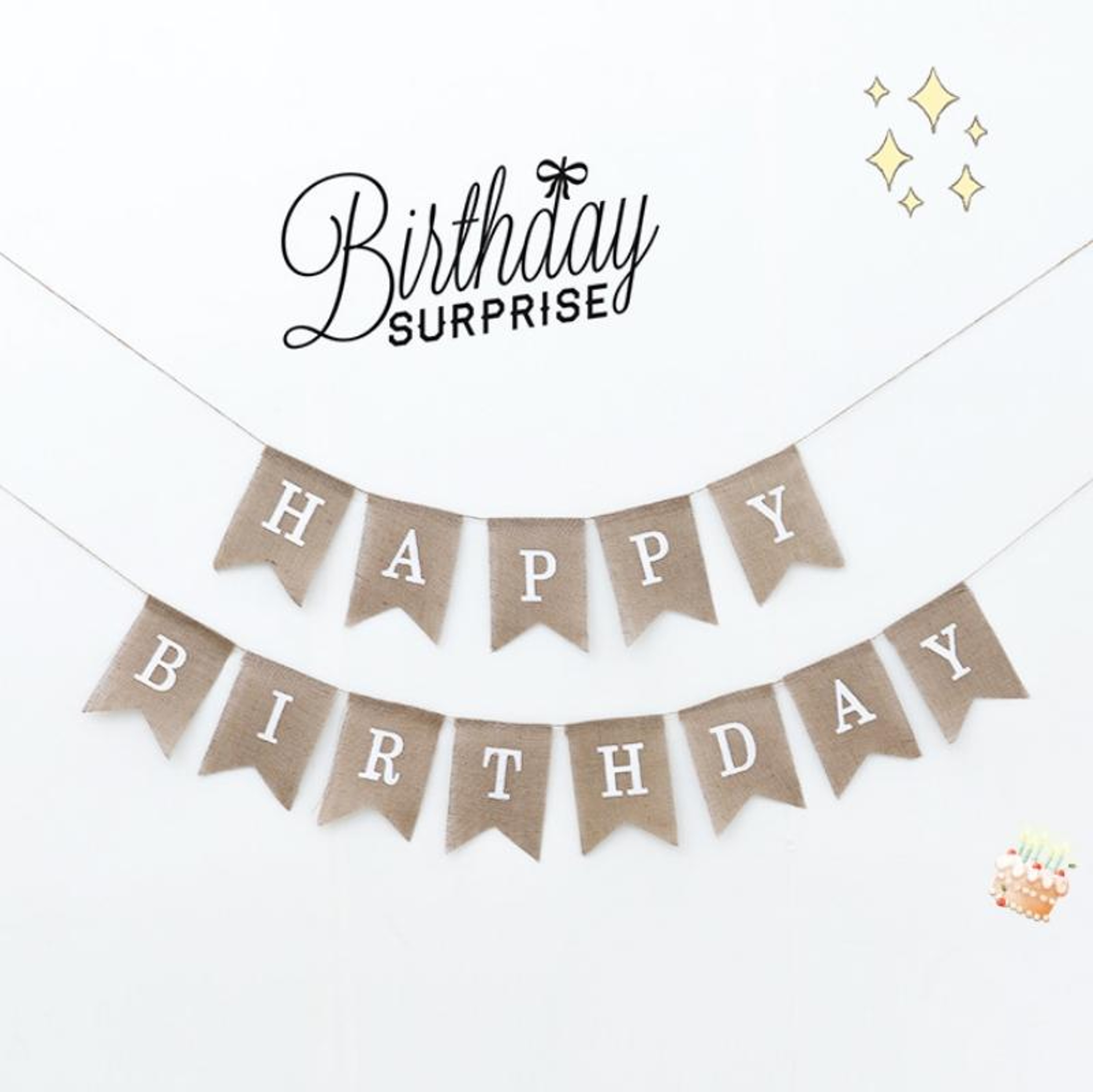 Rustic First Birthday Burlap Banner Linen Swallowtail Party Bunting 3