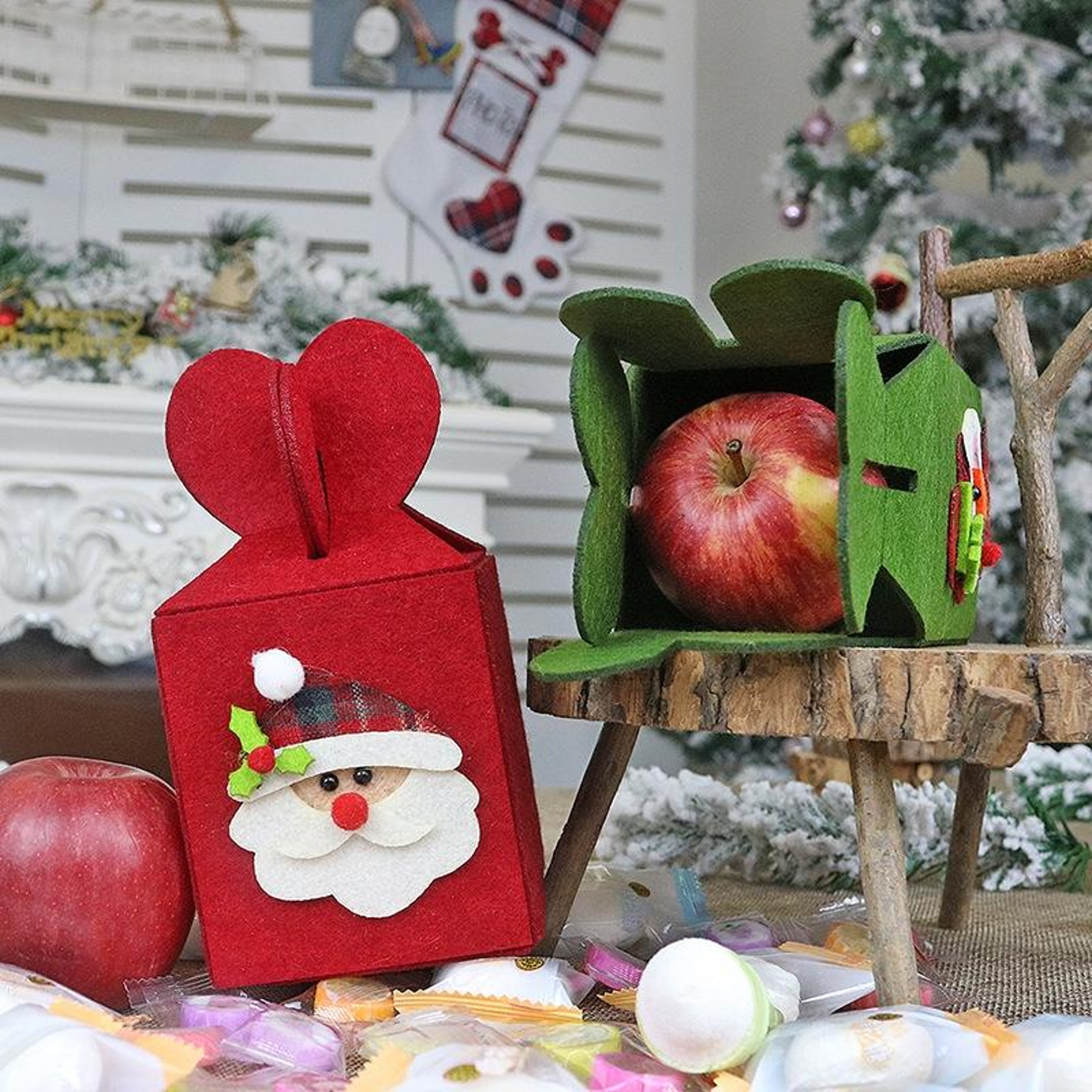 Festive Foldable Christmas Gift Bag For Apples Candy And Holiday Treats 5