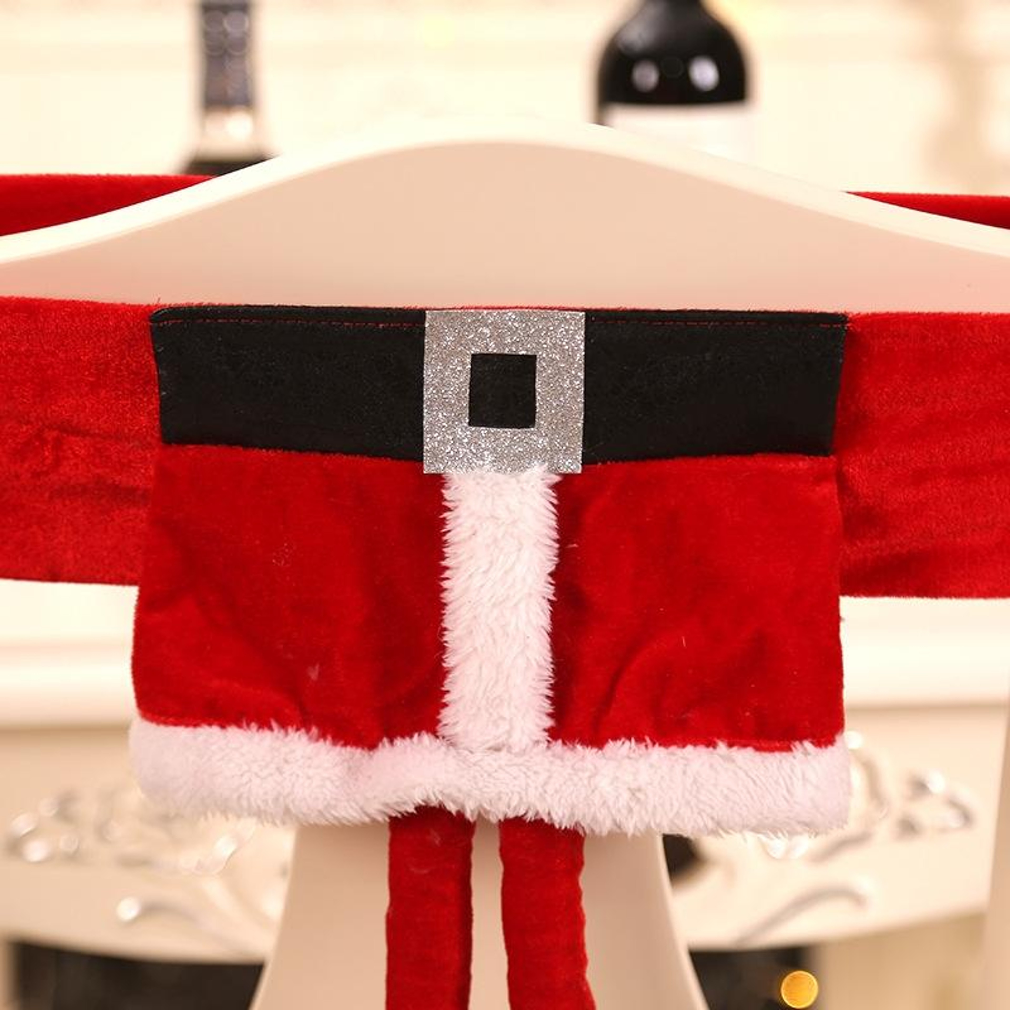 Festive Elf Christmas Chair Covers With Dangling Legs For Holiday Dining Decor 2