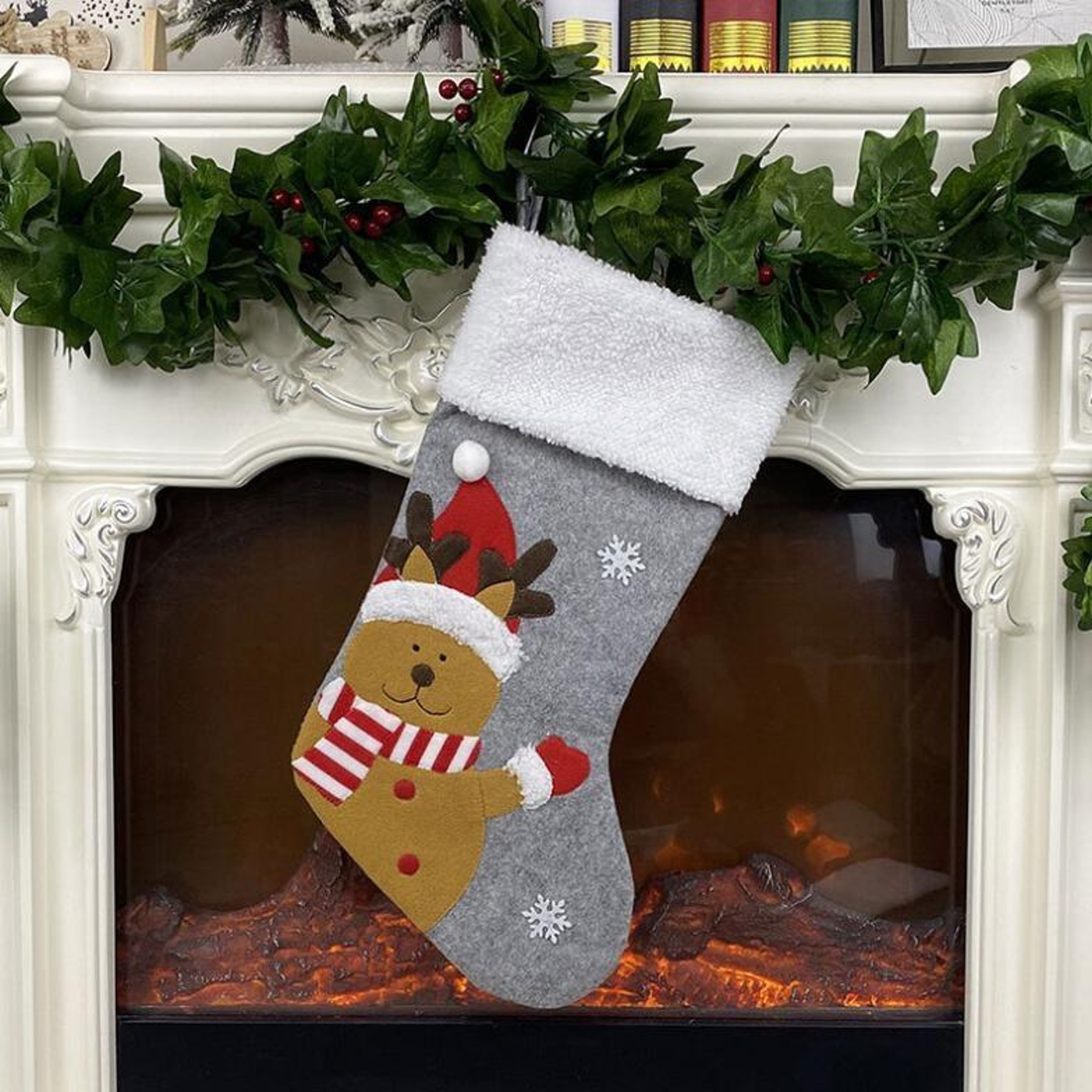 Plush Christmas Stocking Gift Bag For Festive Holiday Decorations 5