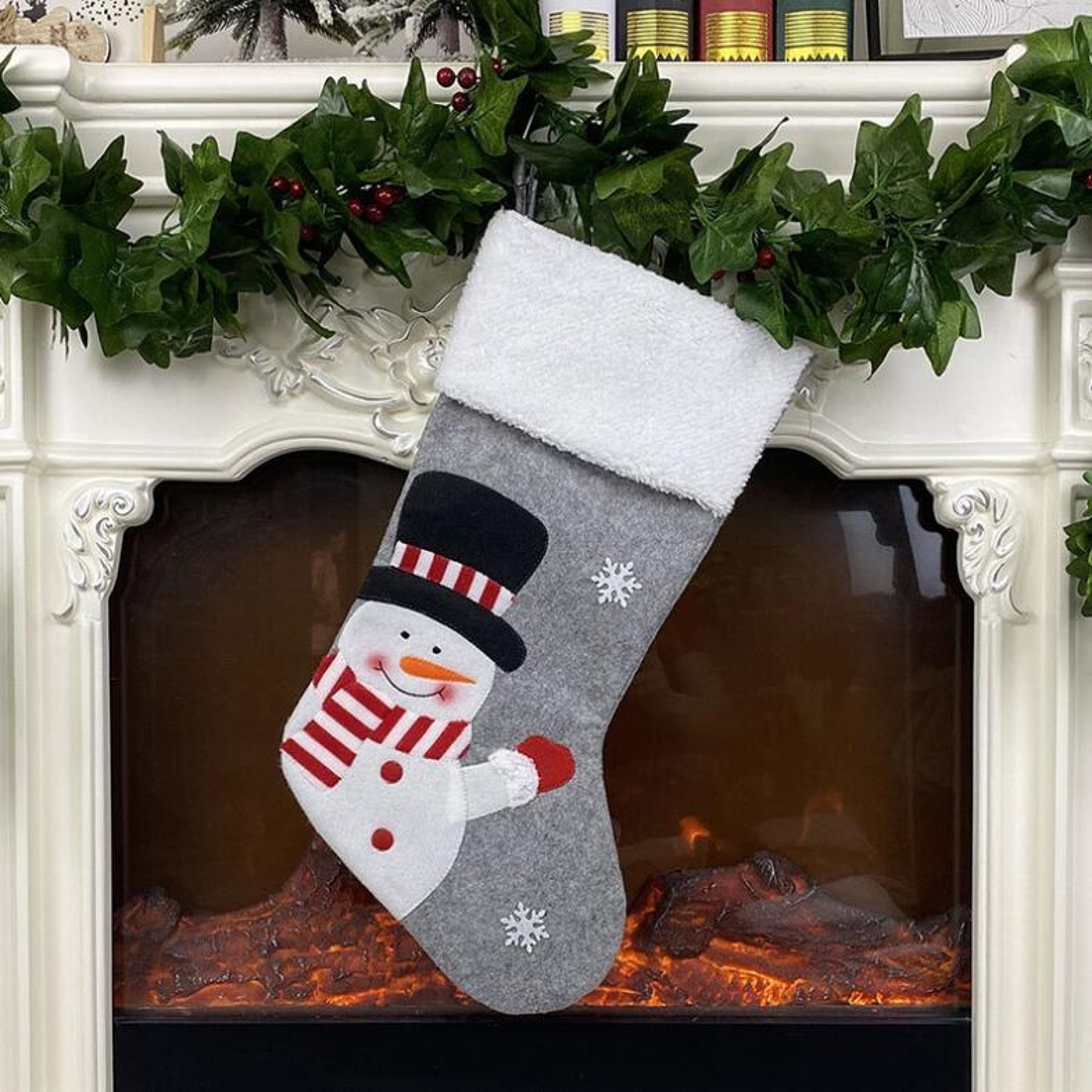 Plush Christmas Stocking Gift Bag For Festive Holiday Decorations 6