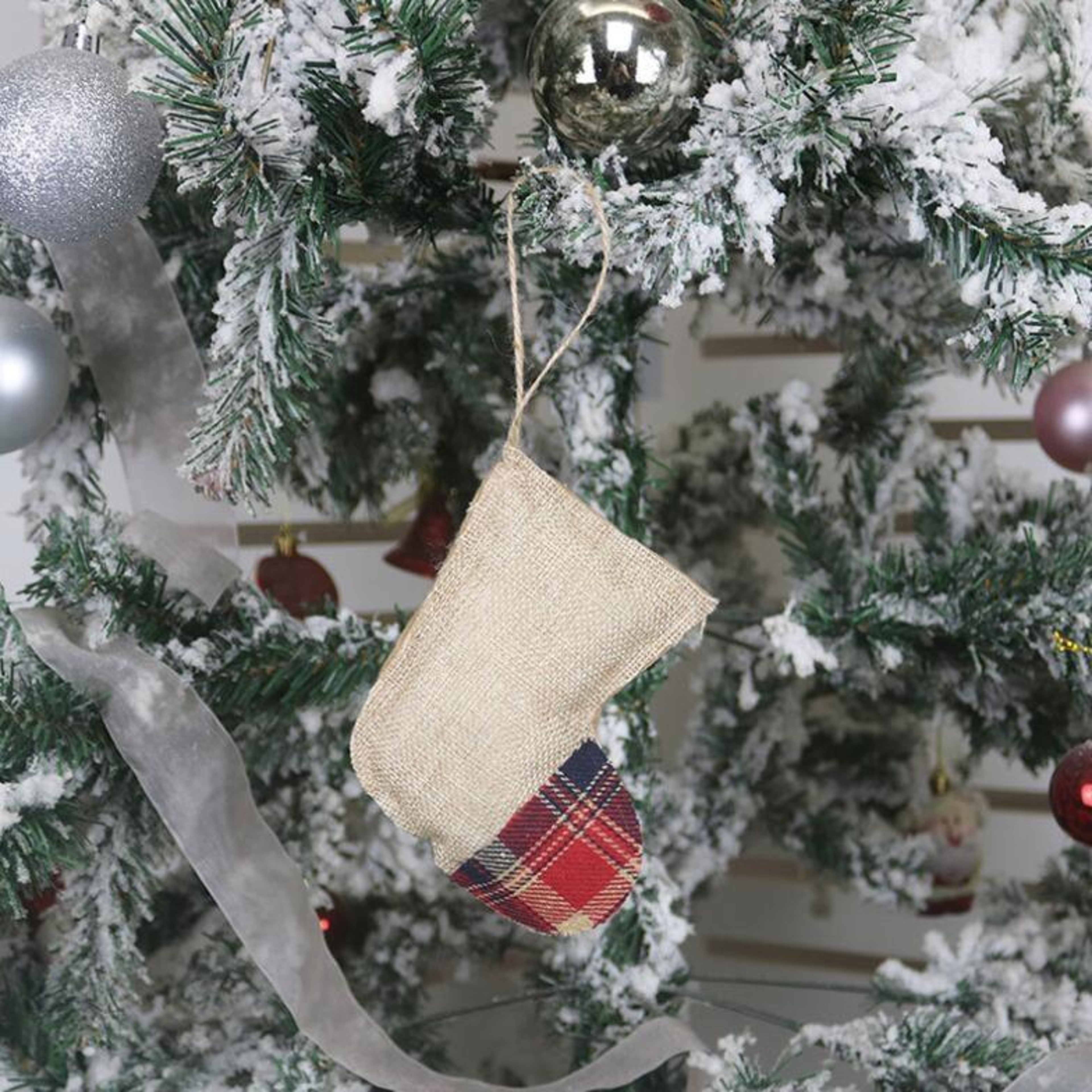Mini Christmas Stocking Ornament Handmade Felt Christmas Tree Hanging Decoration 5