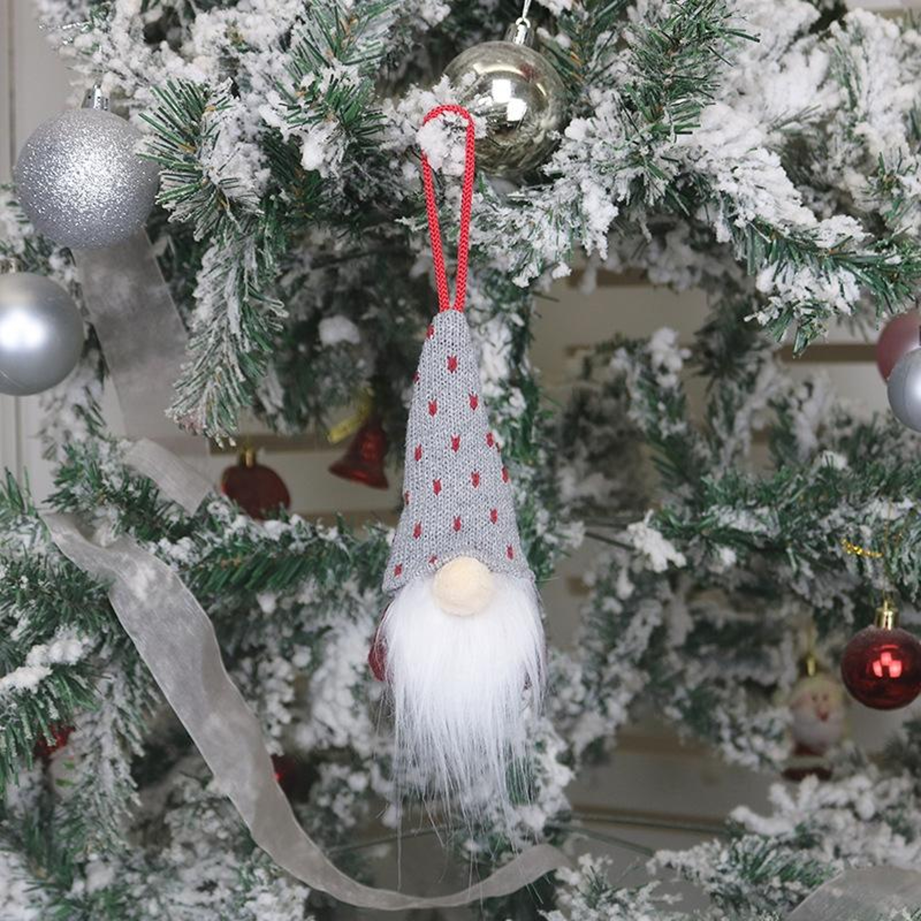 Handcrafted Christmas Gnome Ornament Plush Faceless Santa Hanging Holiday Decoration 5