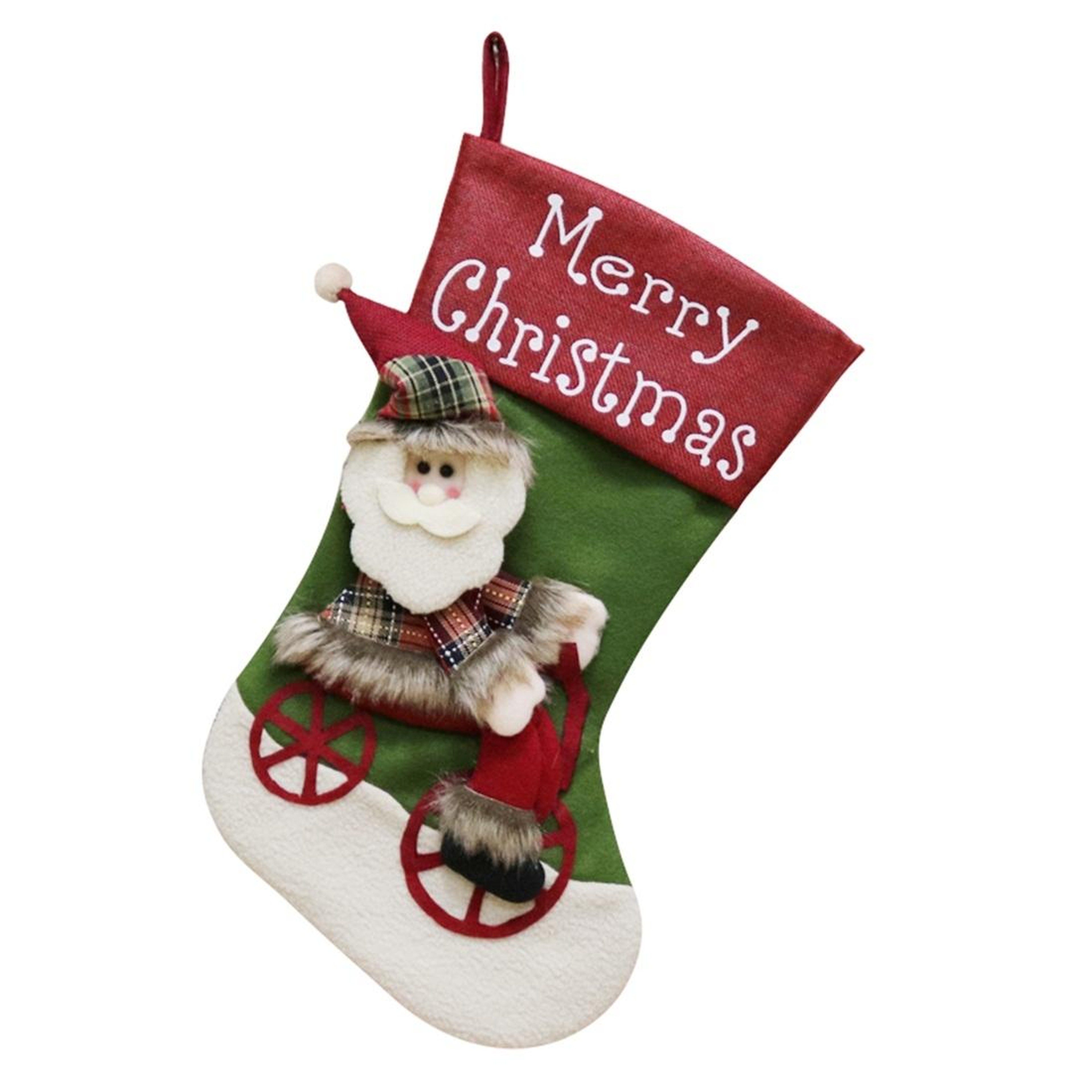 Santa Claus Christmas Stocking Gift Bag Large Plush Hanging Christmas Decoration 0