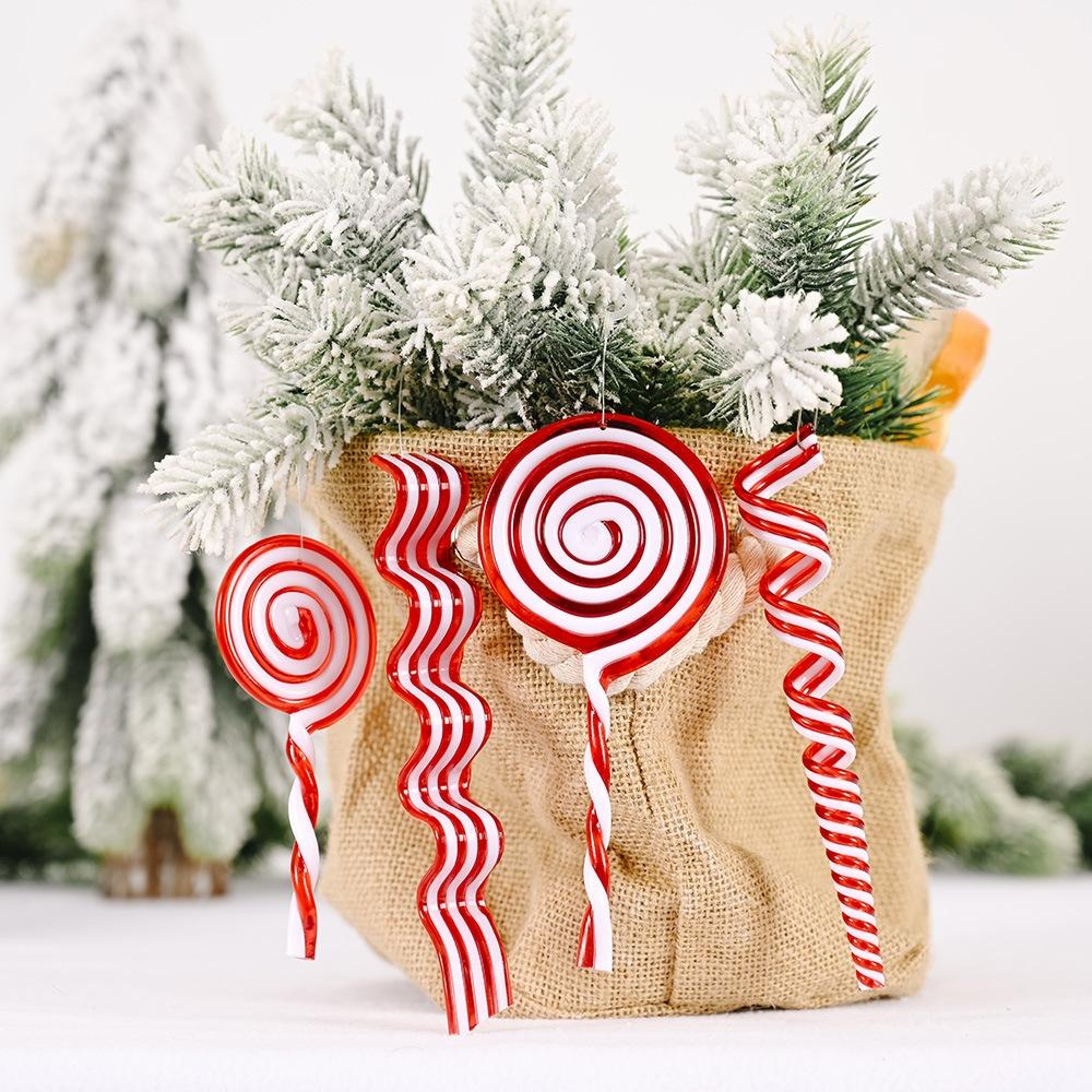 Candy Christmas Tree Ornaments Realistic Lollipop Hanging Holiday Decorations 2