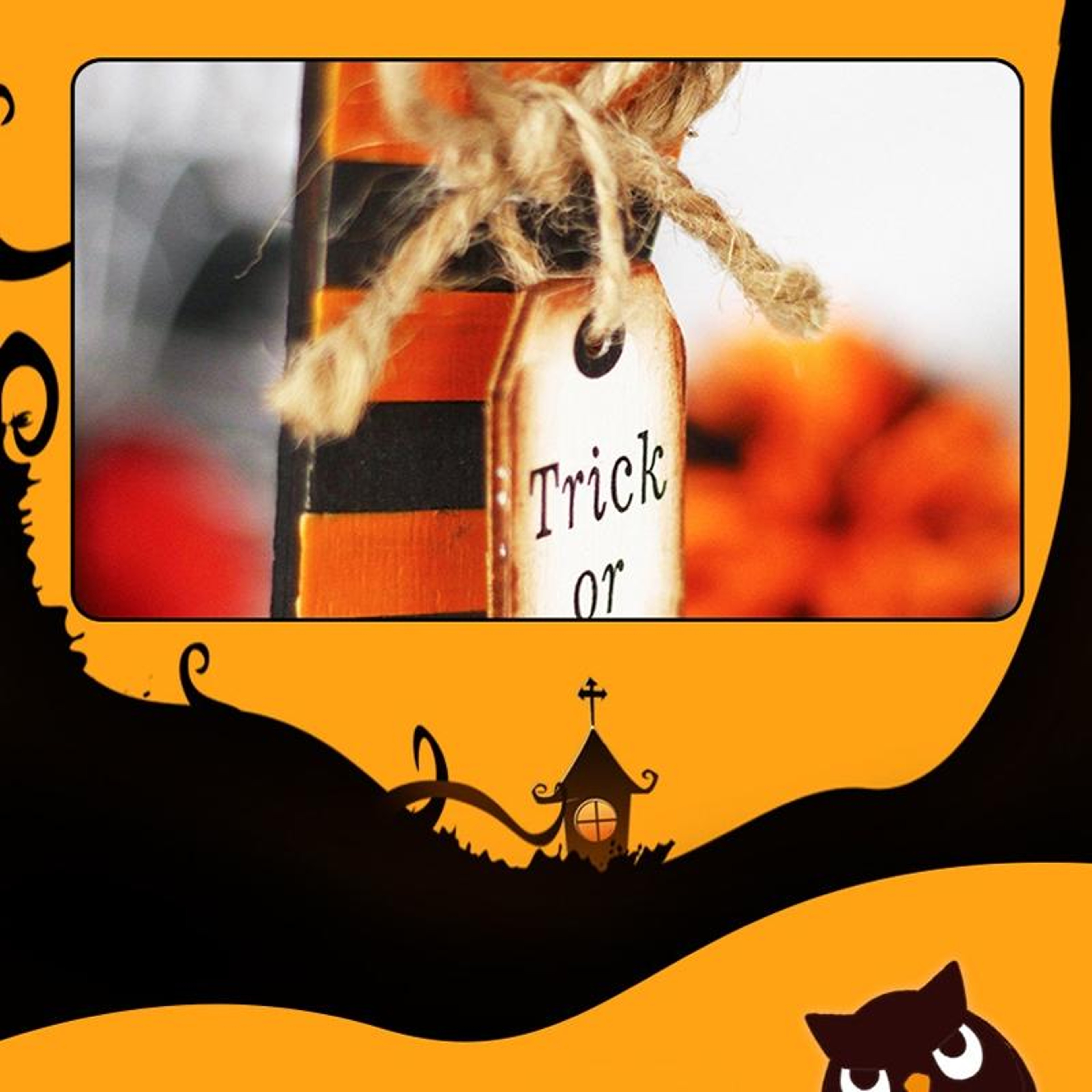 Wooden Witch & Ghost Halloween Tabletop Decor, Painted 3D Halloween Party Decorations – view 4