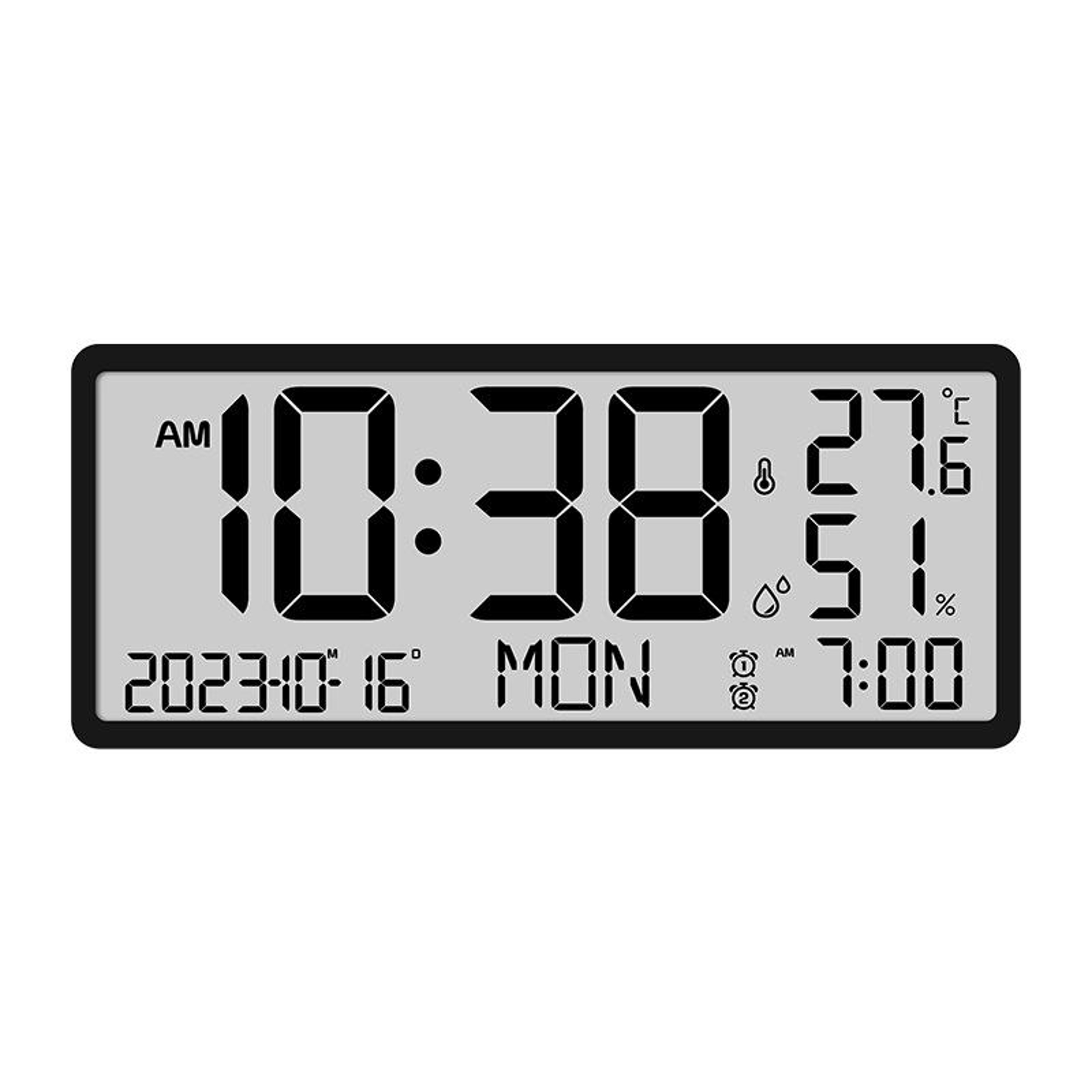 Multifunction Digital Wall Clock with LCD Temperature Humidity and Date Display – view 9
