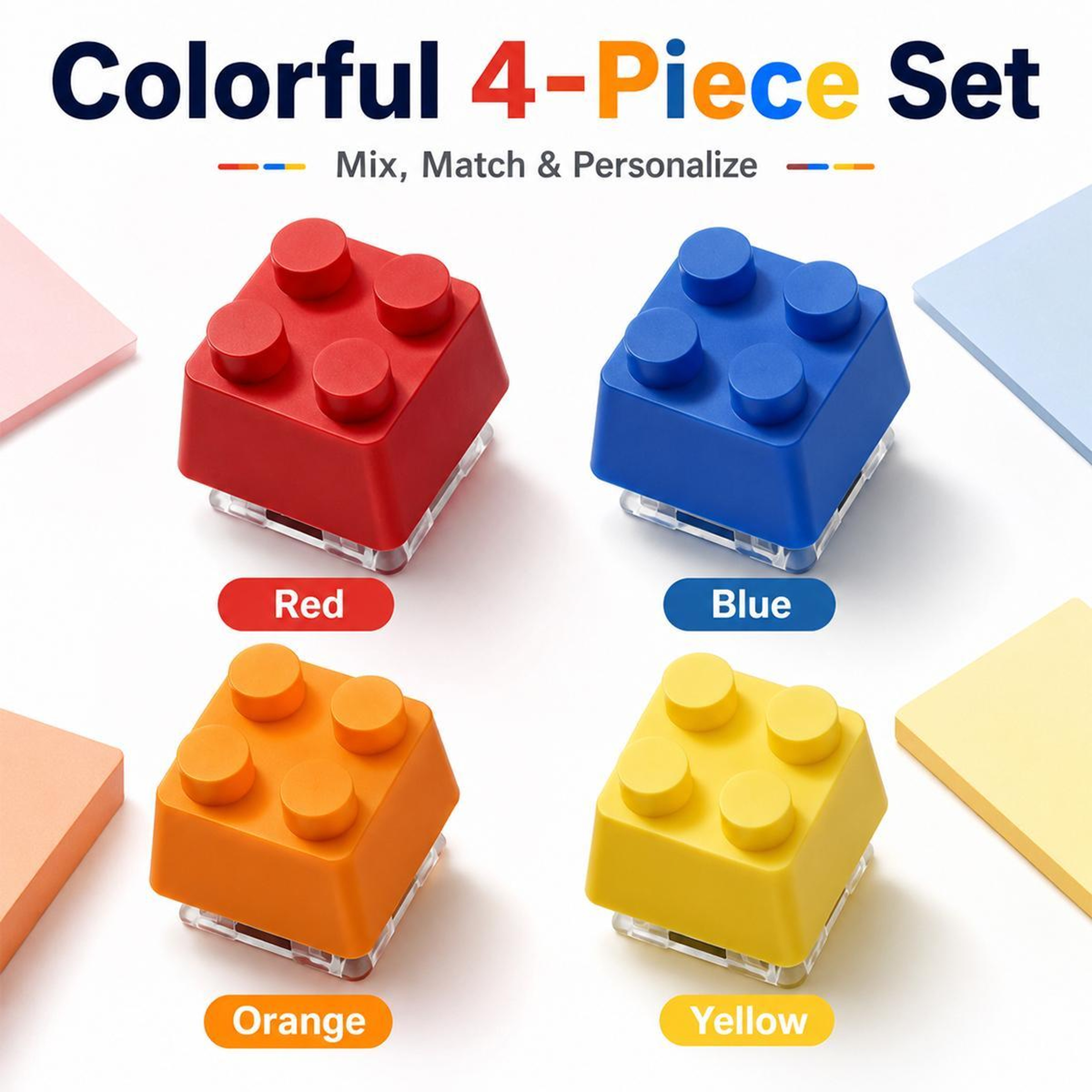 4-Key 3D Building Block Mechanical Keyboard Keycaps Cross Stem Custom Set – view 9