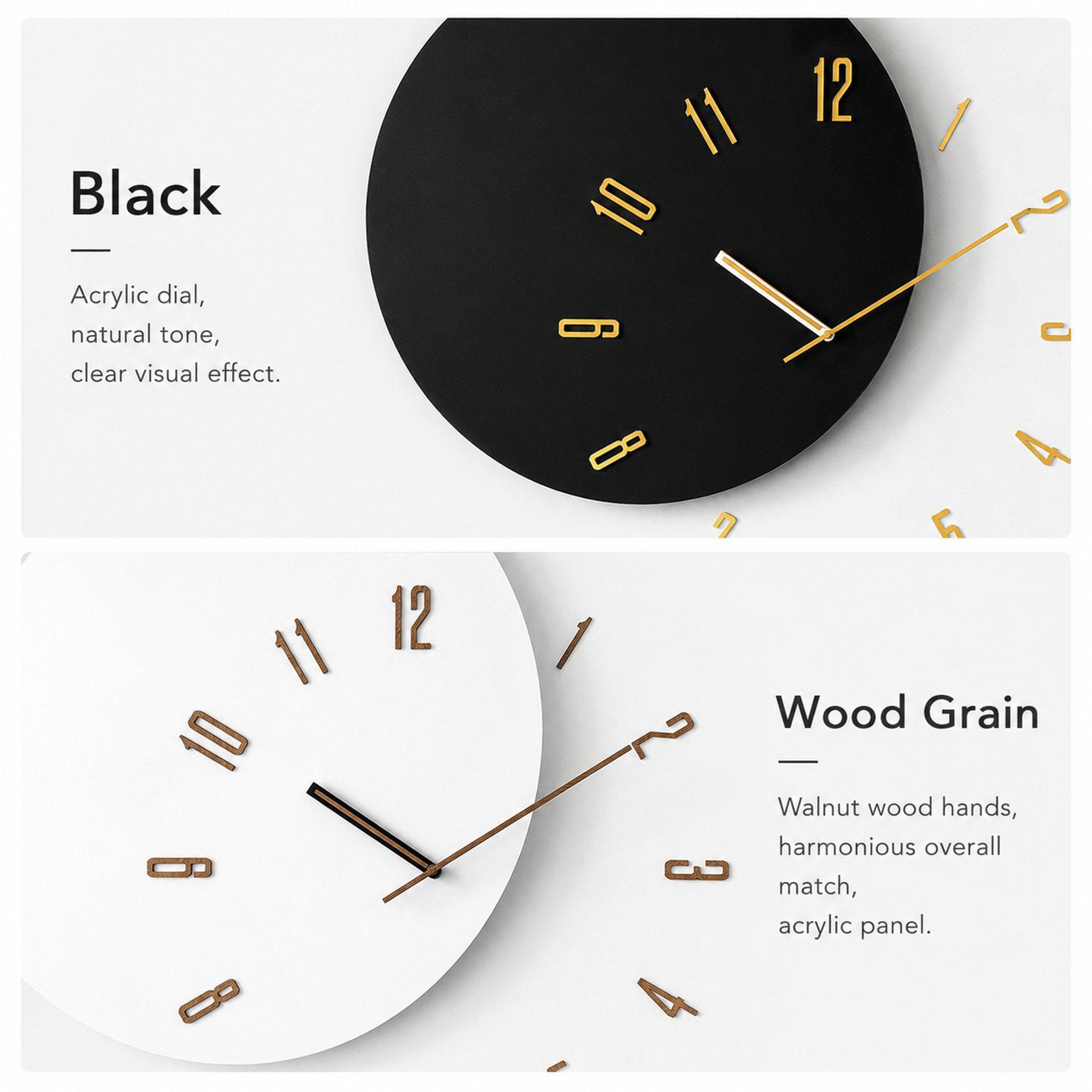 Modern Silent Wall Clock With Asymmetrical Wood Design For Living Room And Office 2