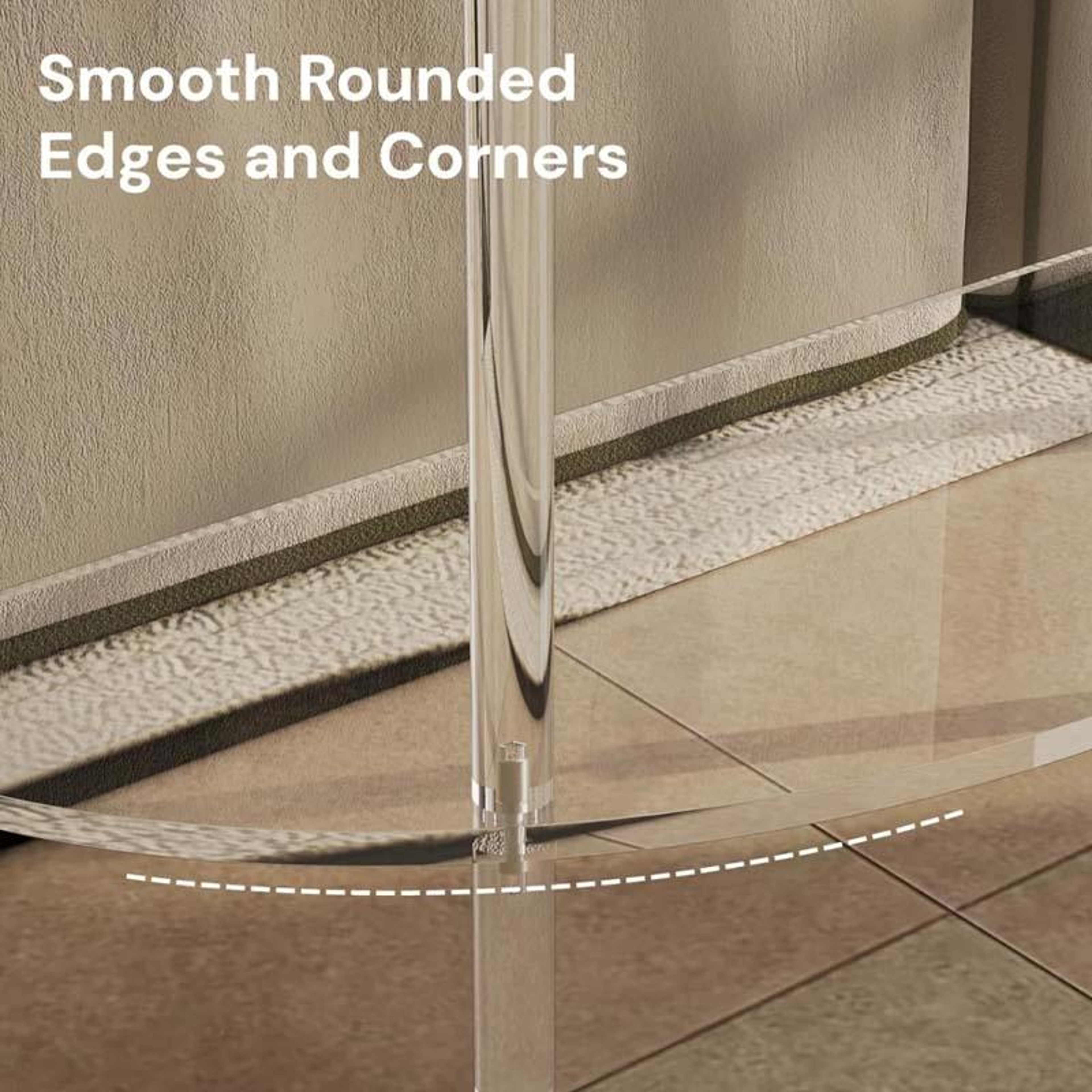 2-Tier Clear Acrylic Side Table Compact Semi-Oval Bedside Table for Small Spaces – view 4
