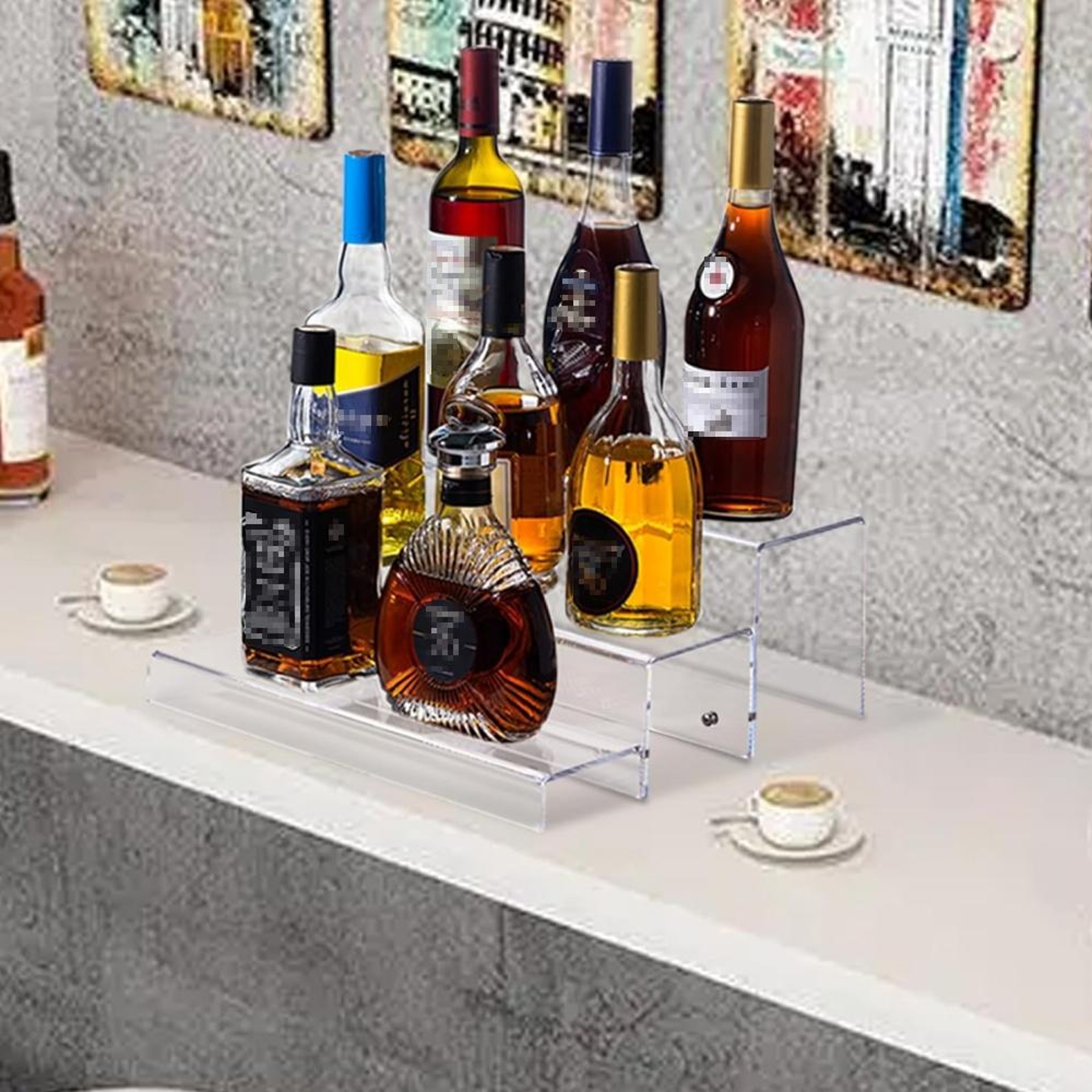 3 Tier Acrylic Display Stand Clear Wine Bottle Rack and Collectible Riser – view 5