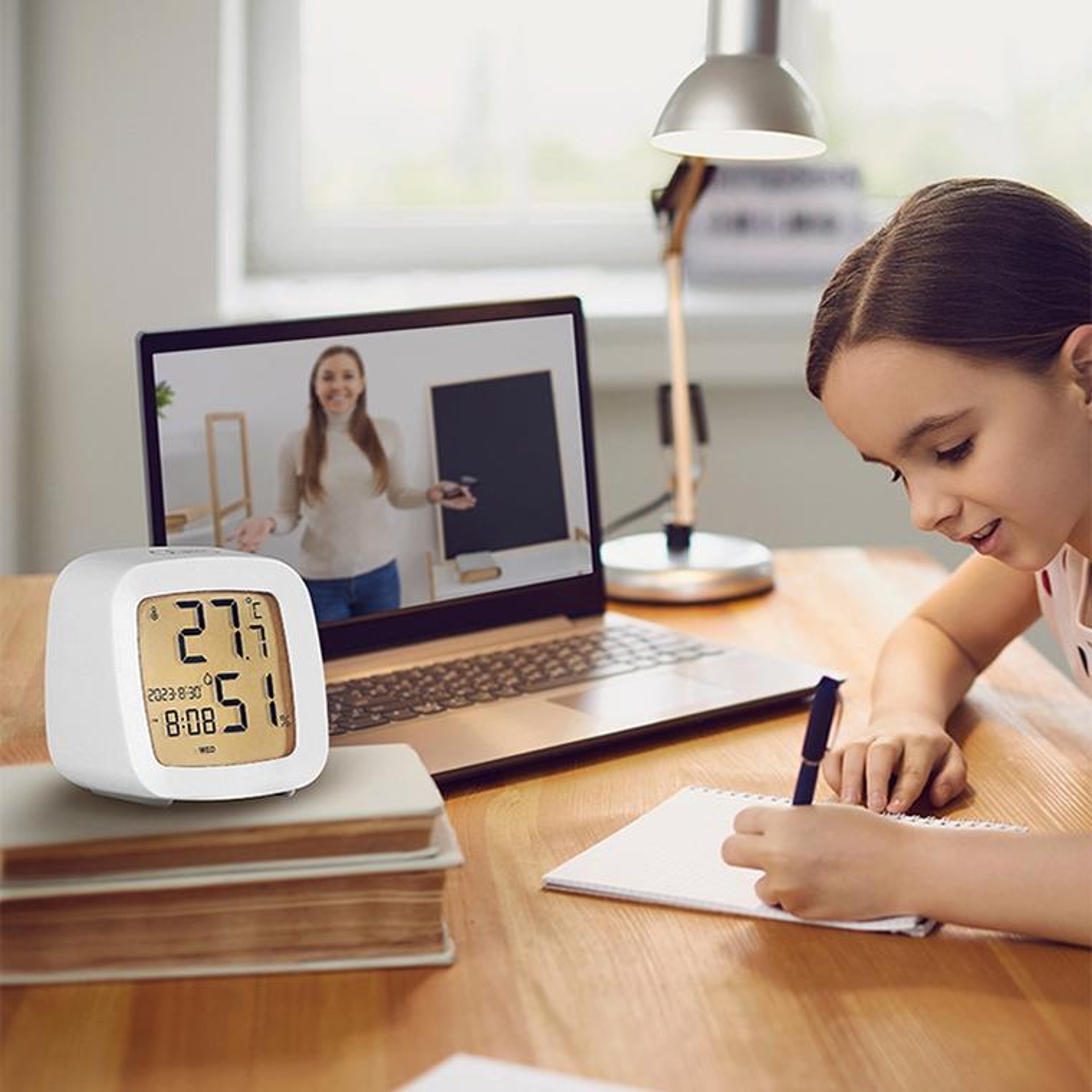 Touch LCD Digital Alarm Clock with Temperature Humidity Display and Calendar – view 9