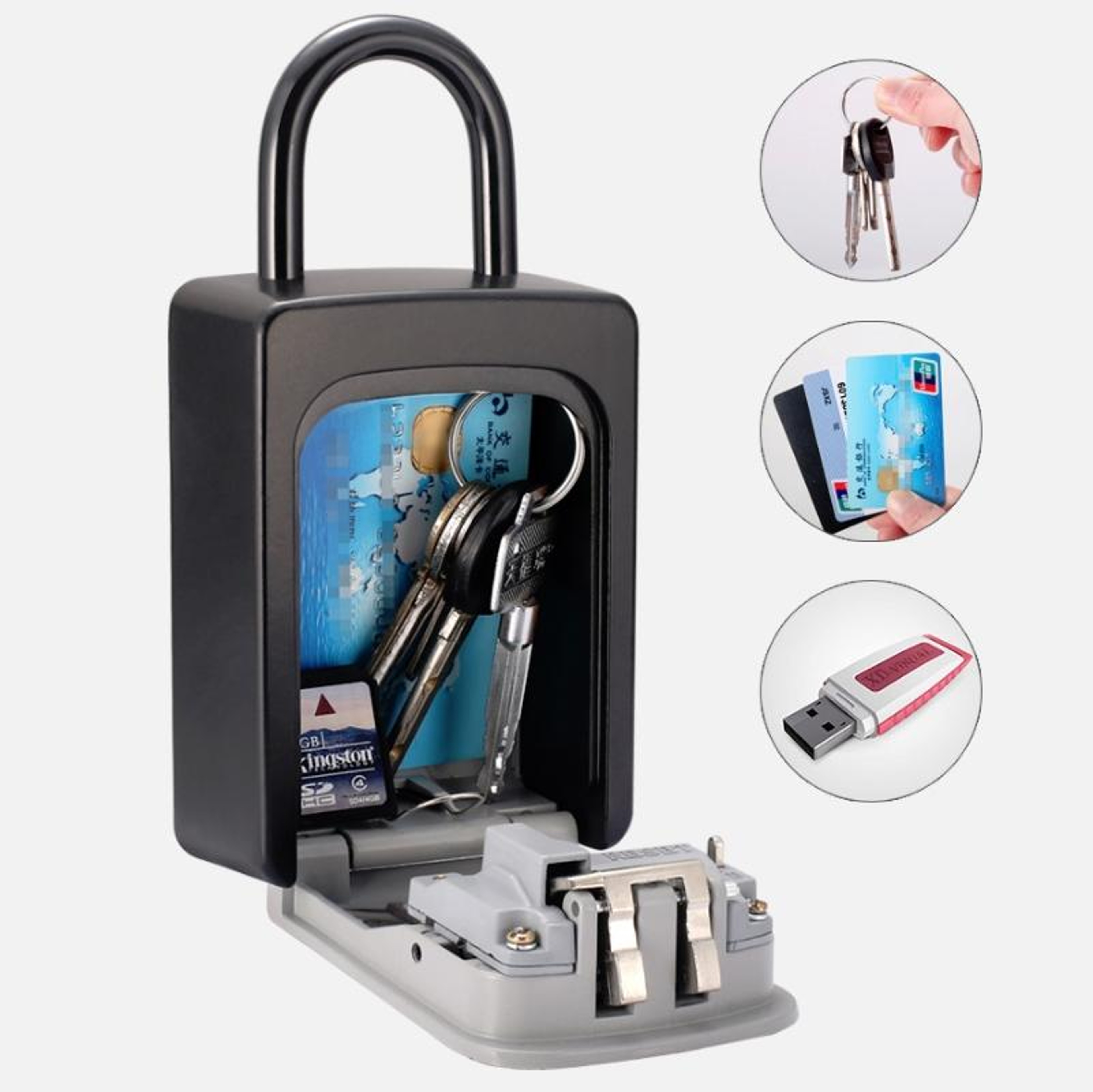Hanging Key Lock Box with Combination Lock, Portable Key Safe – view 3