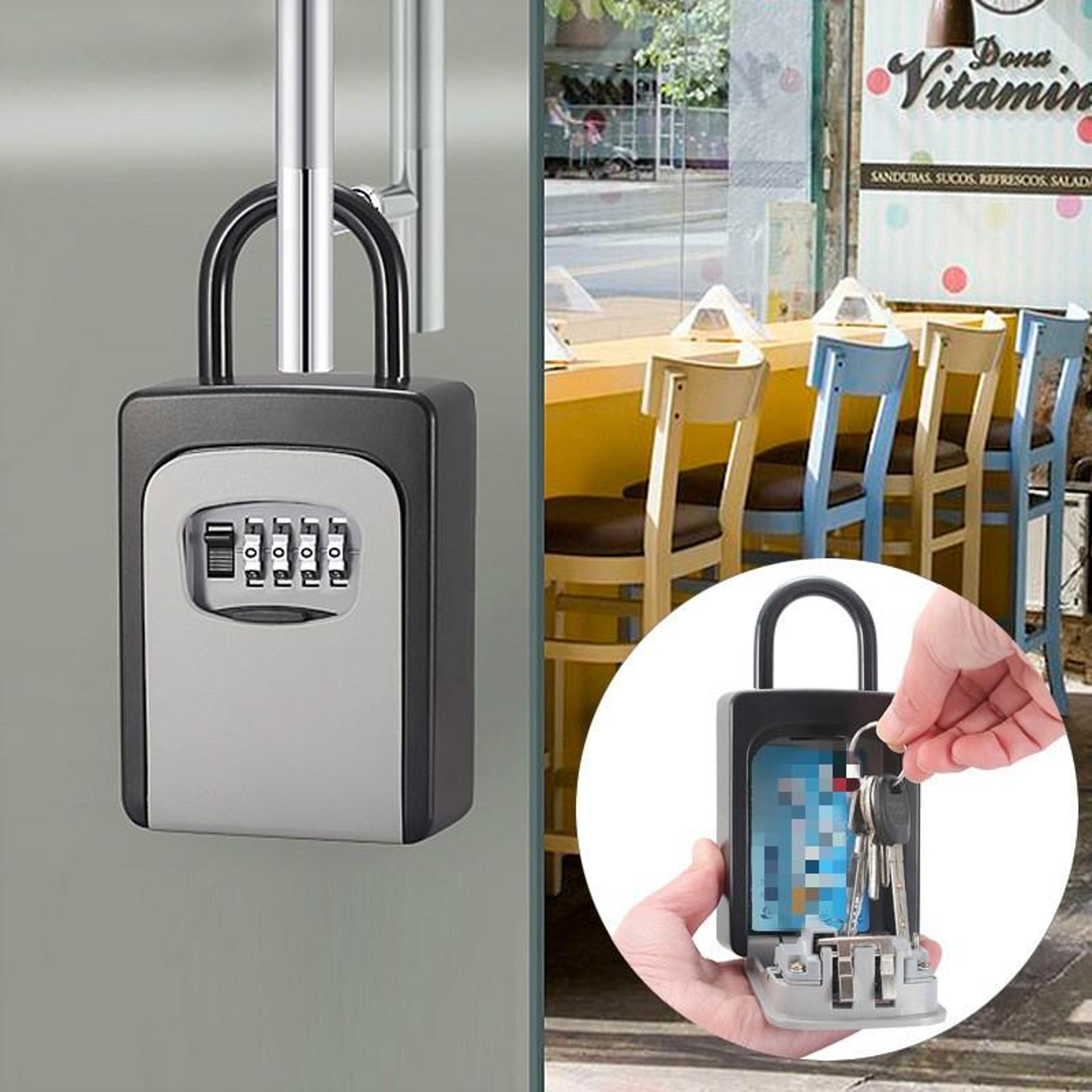 Hanging Key Lock Box with Combination Lock, Portable Key Safe – view 6
