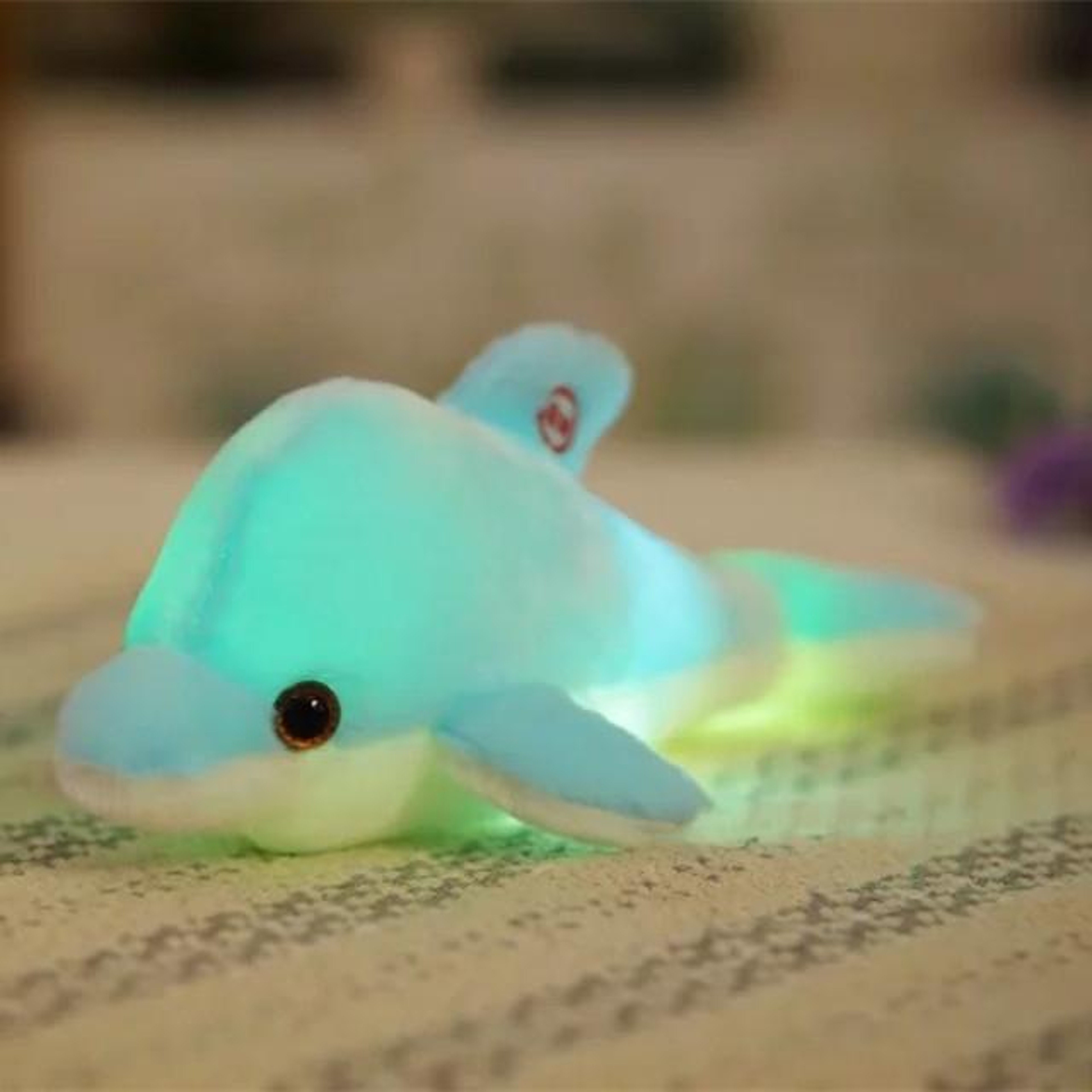 Cute LED Glowing Dolphin Plush Toy Soft Light Up Stuffed Animal Night Light Pillow 0