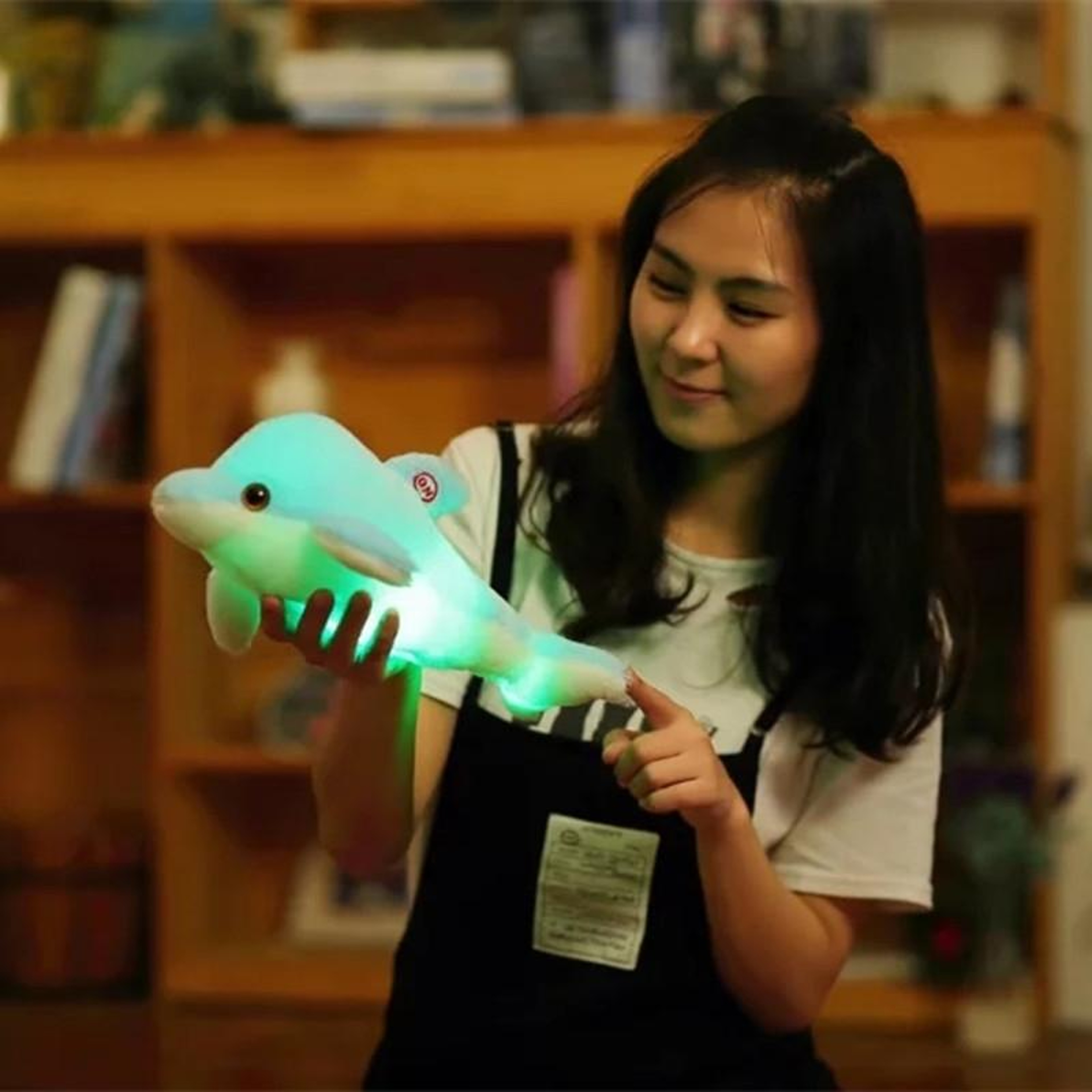 Cute LED Glowing Dolphin Plush Toy Soft Light Up Stuffed Animal Night Light Pillow 1