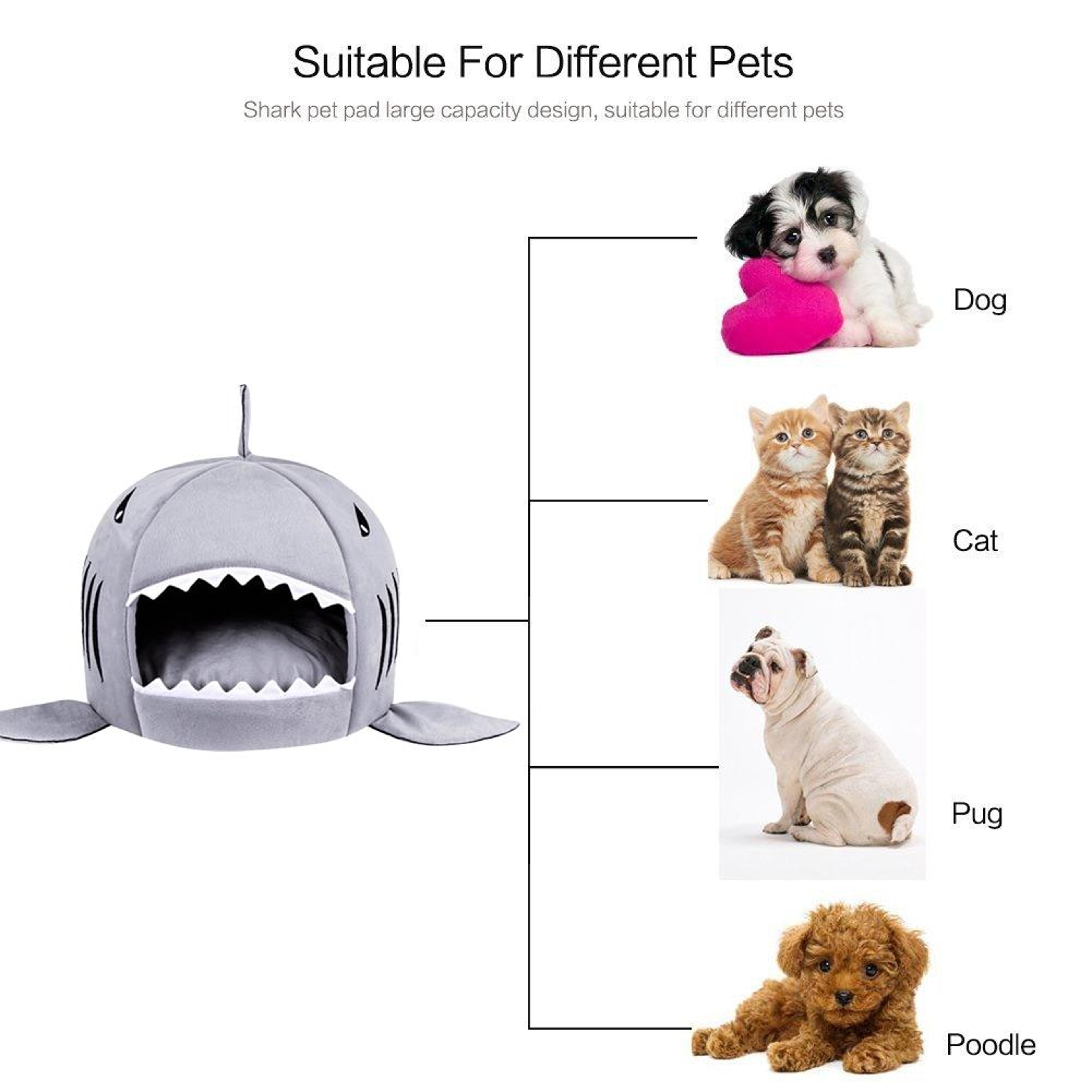 Cozy Shark Cat Bed And Pet Cave Bed With Removable Washable Cushion For Cats And Small Dogs 7