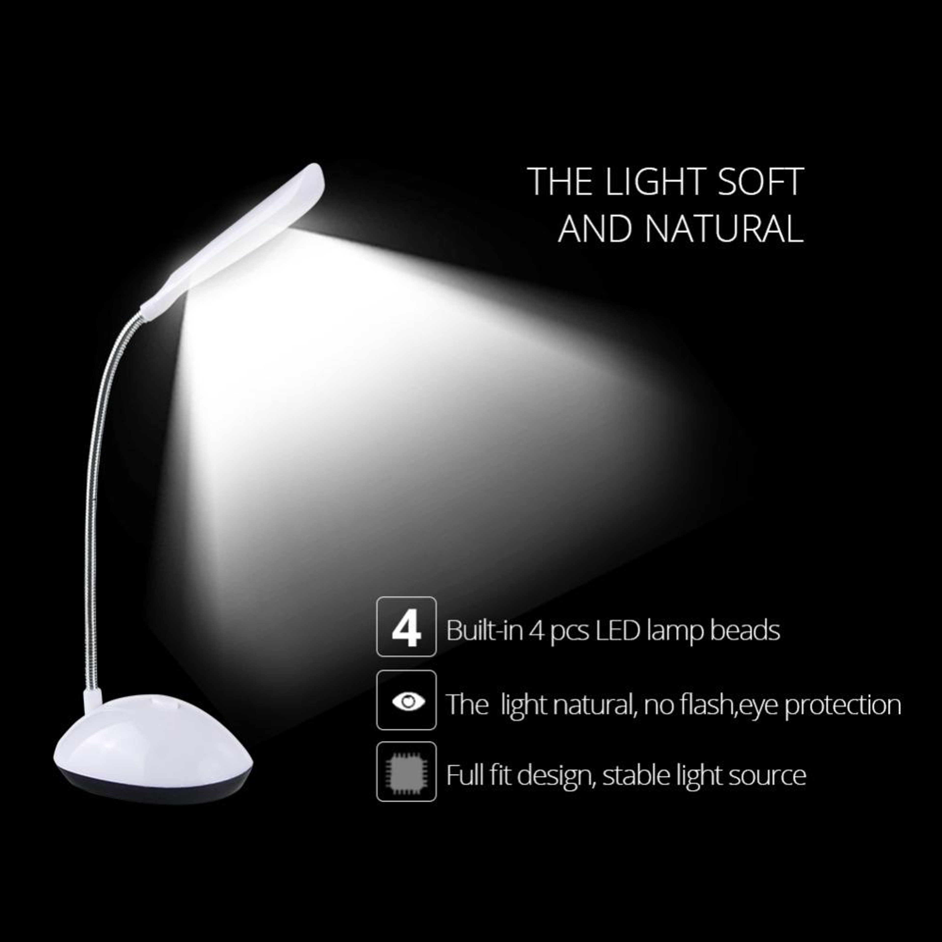 2PCS Flexible LED Desk Lamp Portable Battery Powered Reading And Kids Night Light 6