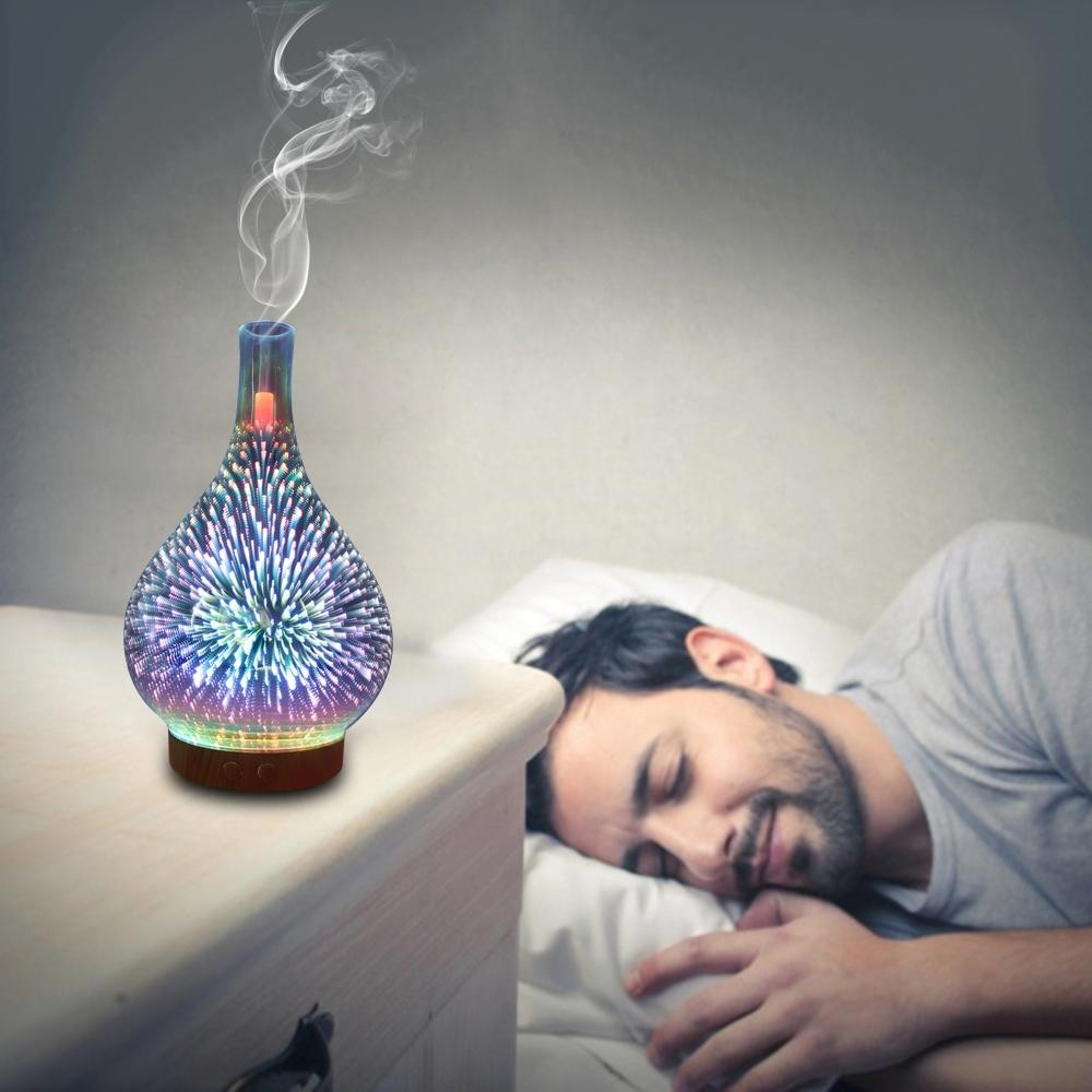 3D Fireworks Essential Oil Diffuser With 7Color LED Night Light And Air Humidifier 4