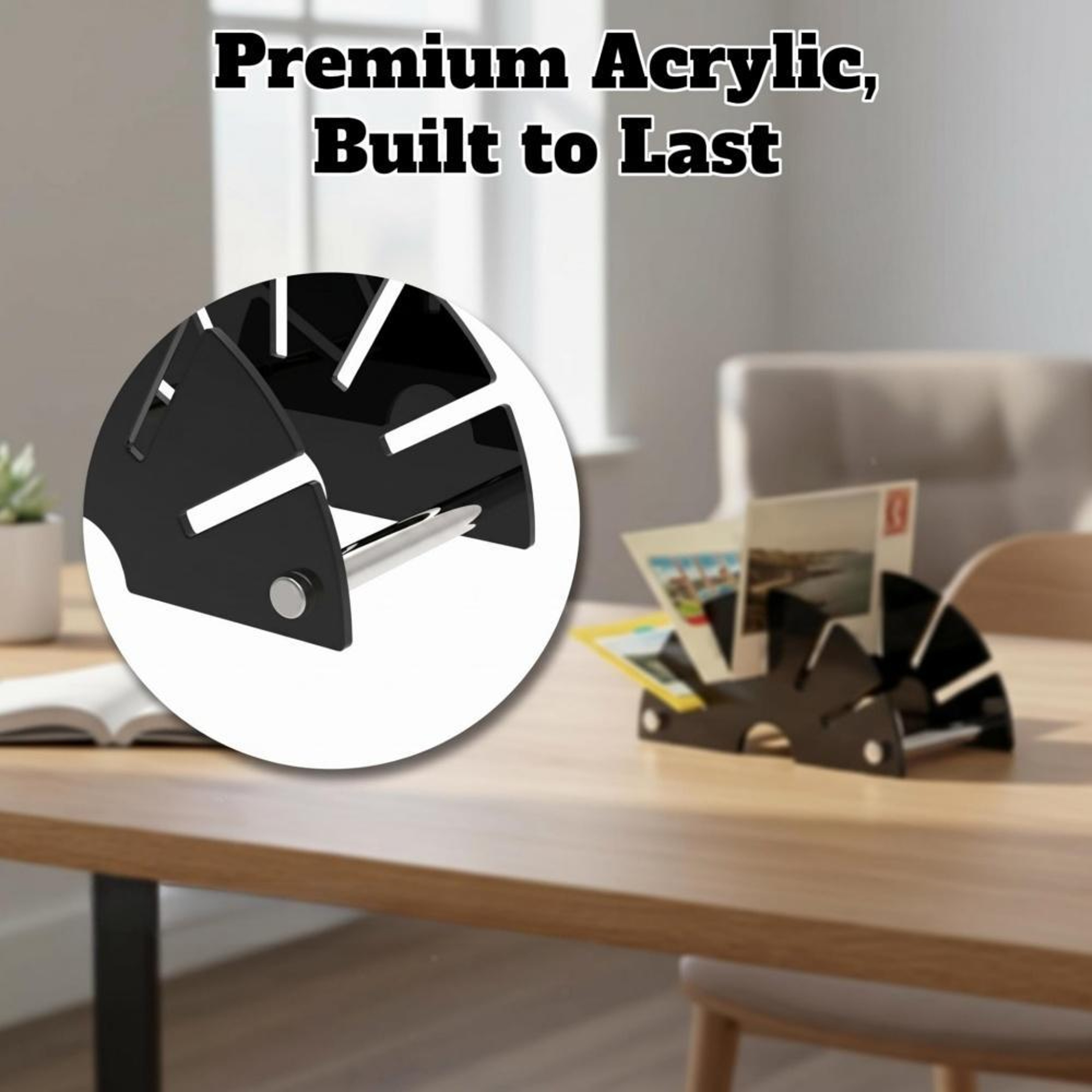 Fan-Shaped Acrylic Desk Organizer and Mail Sorter for Letters, Bills and Documents – view 4