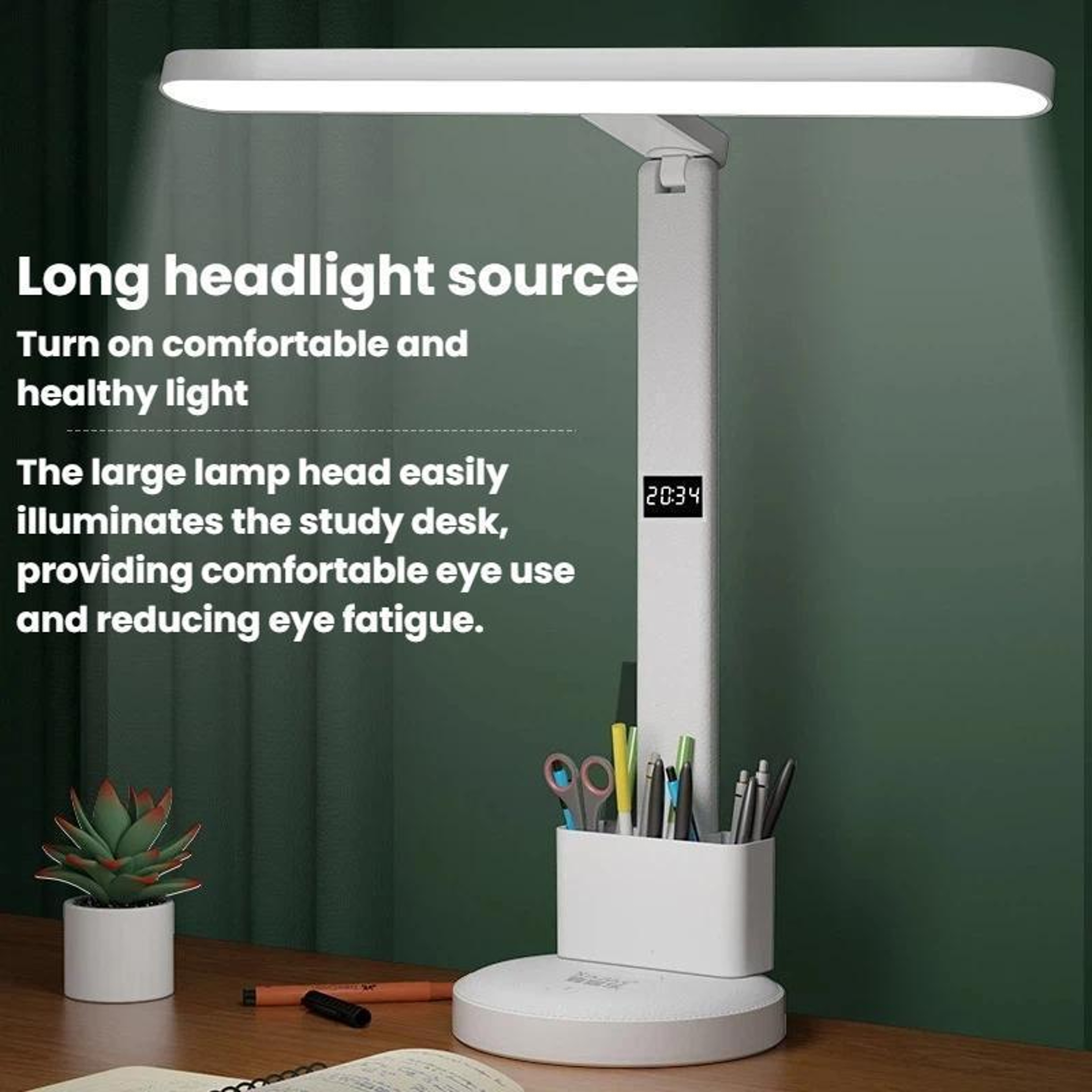 Eye-Caring Rechargeable LED Desk Lamp with 3 Color Modes, Dimming and Time Display – view 2