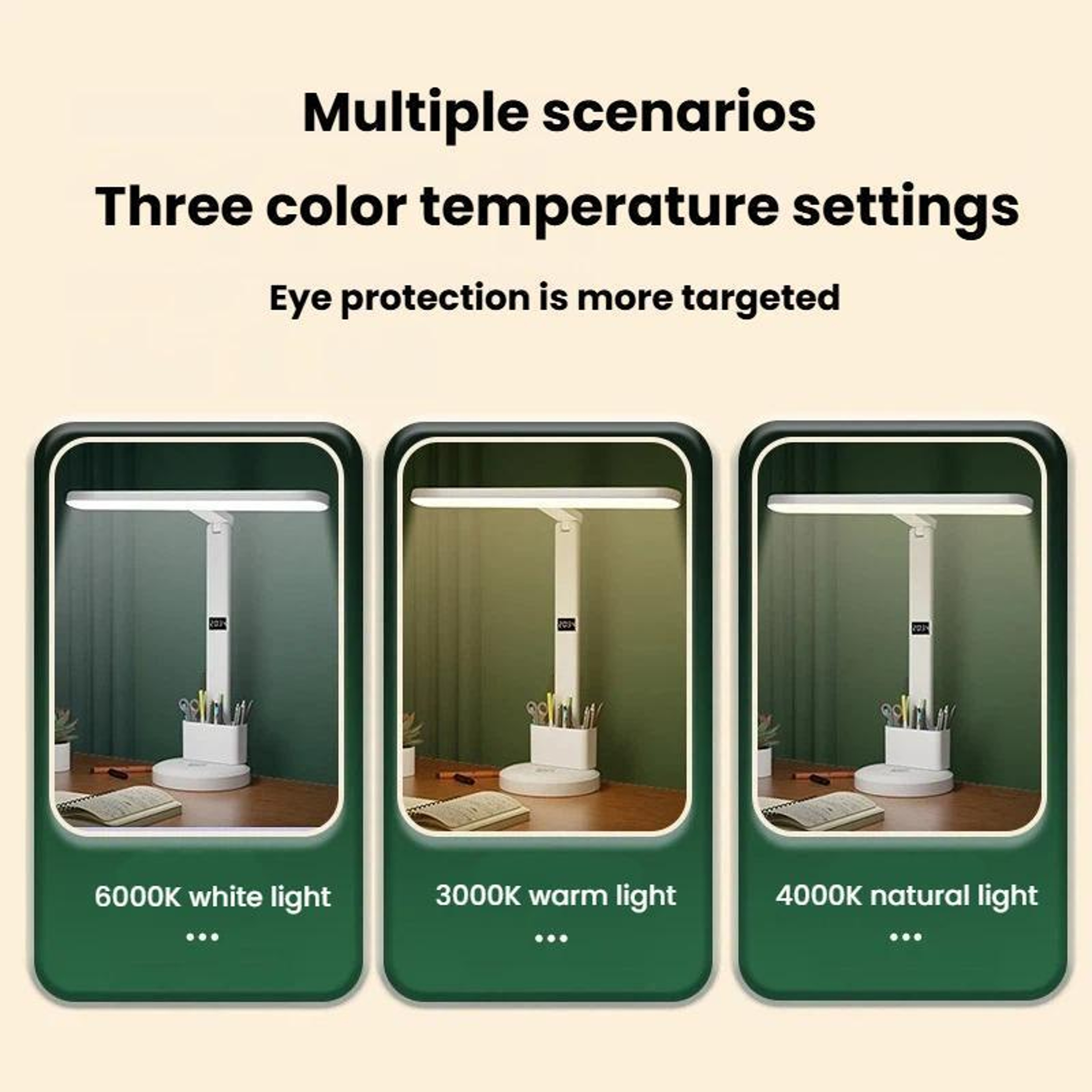 Eye-Caring Rechargeable LED Desk Lamp with 3 Color Modes, Dimming and Time Display – view 13