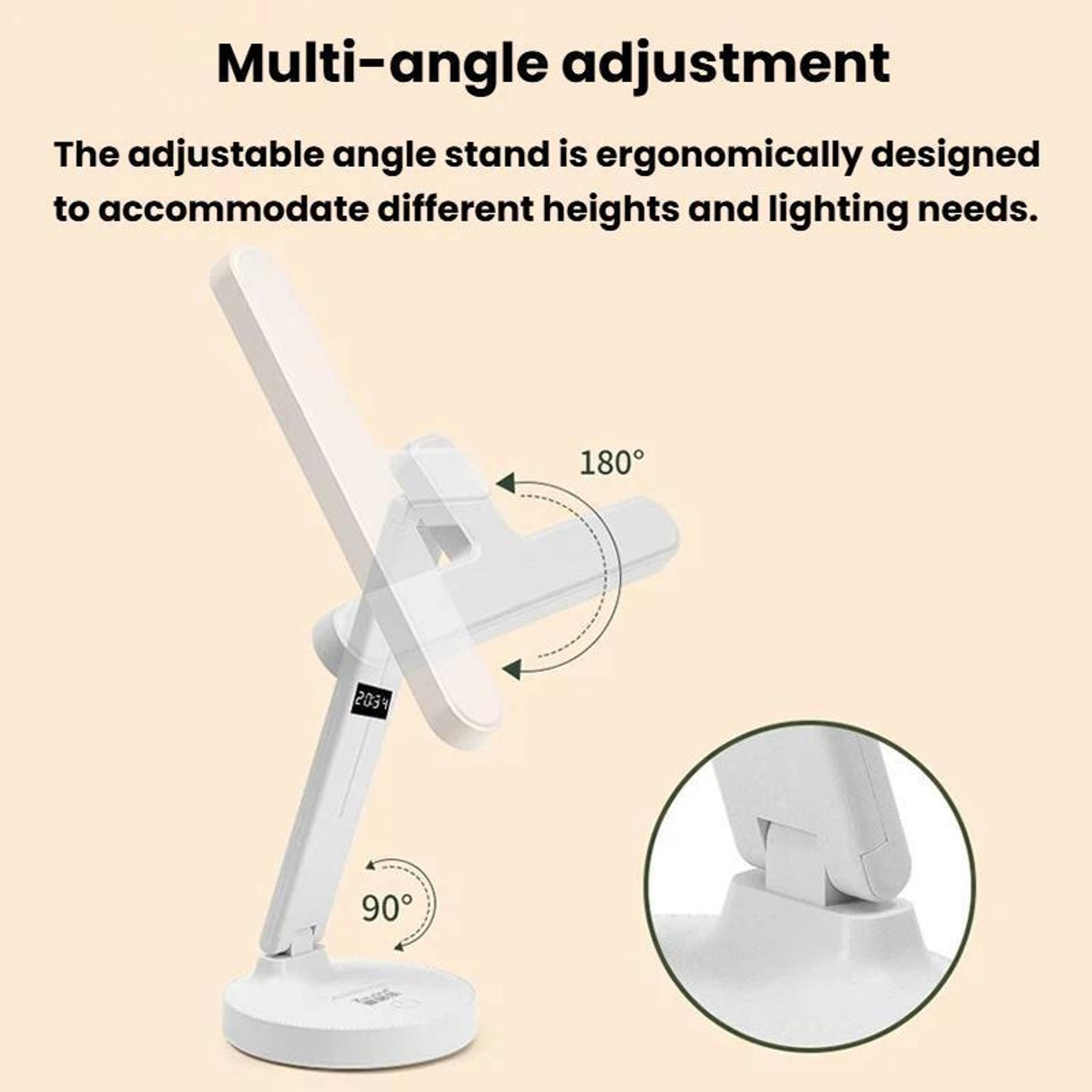 Eye-Caring Rechargeable LED Desk Lamp with 3 Color Modes, Dimming and Time Display – view 3