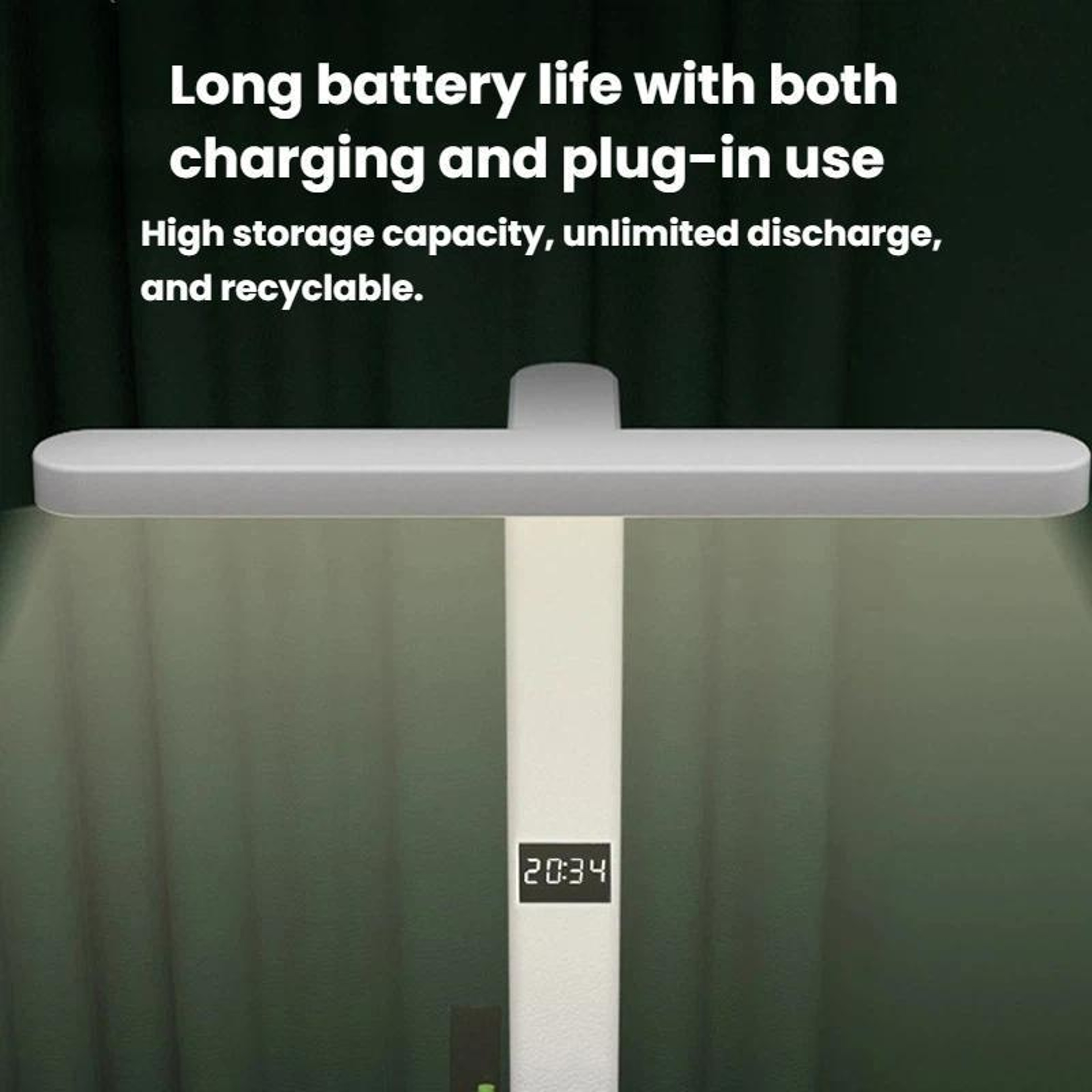 Eye-Caring Rechargeable LED Desk Lamp with 3 Color Modes, Dimming and Time Display – view 9