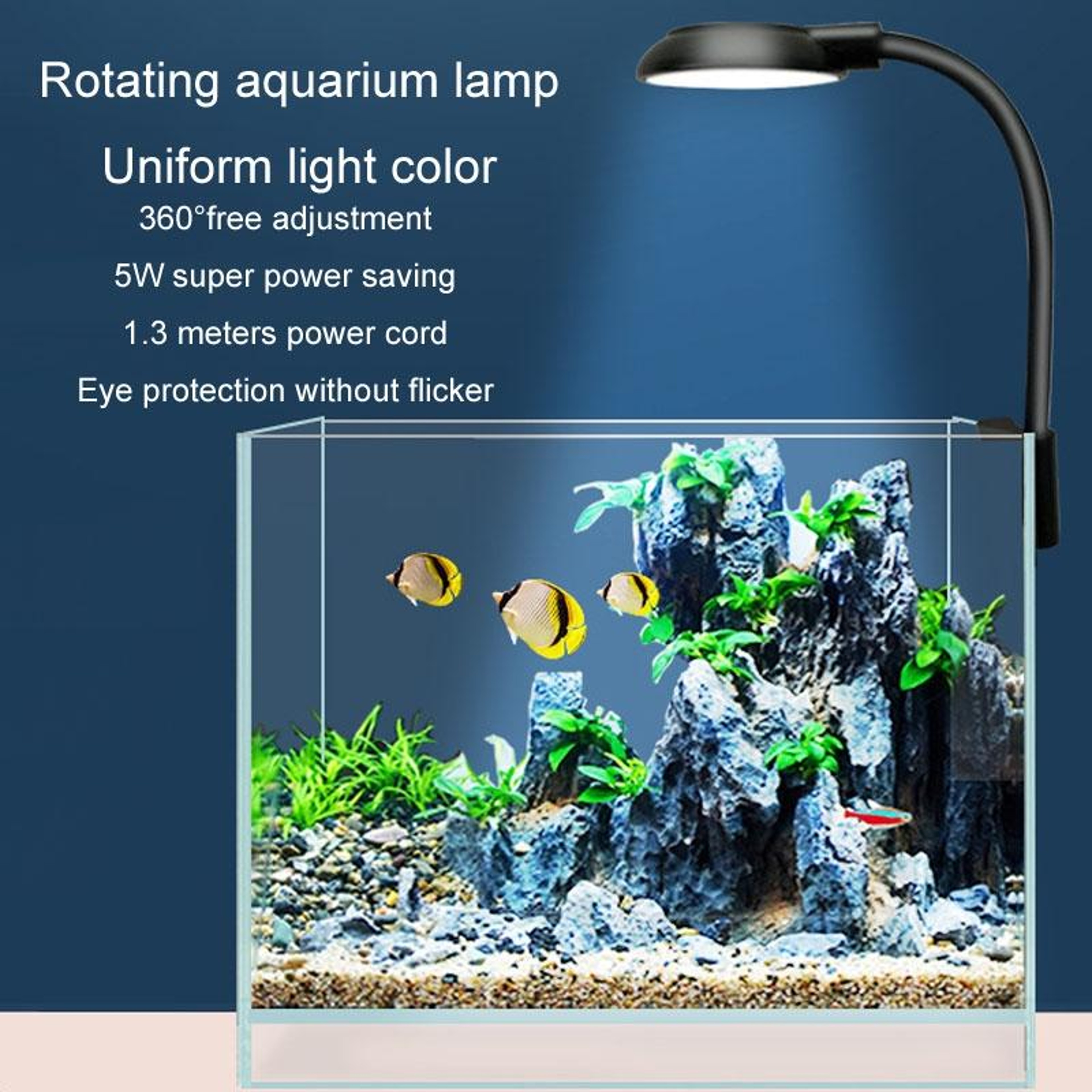 5W Aquarium LED Clip Light USB Blue White Lamp For Small Fish Tanks And Aquatic Plants 6
