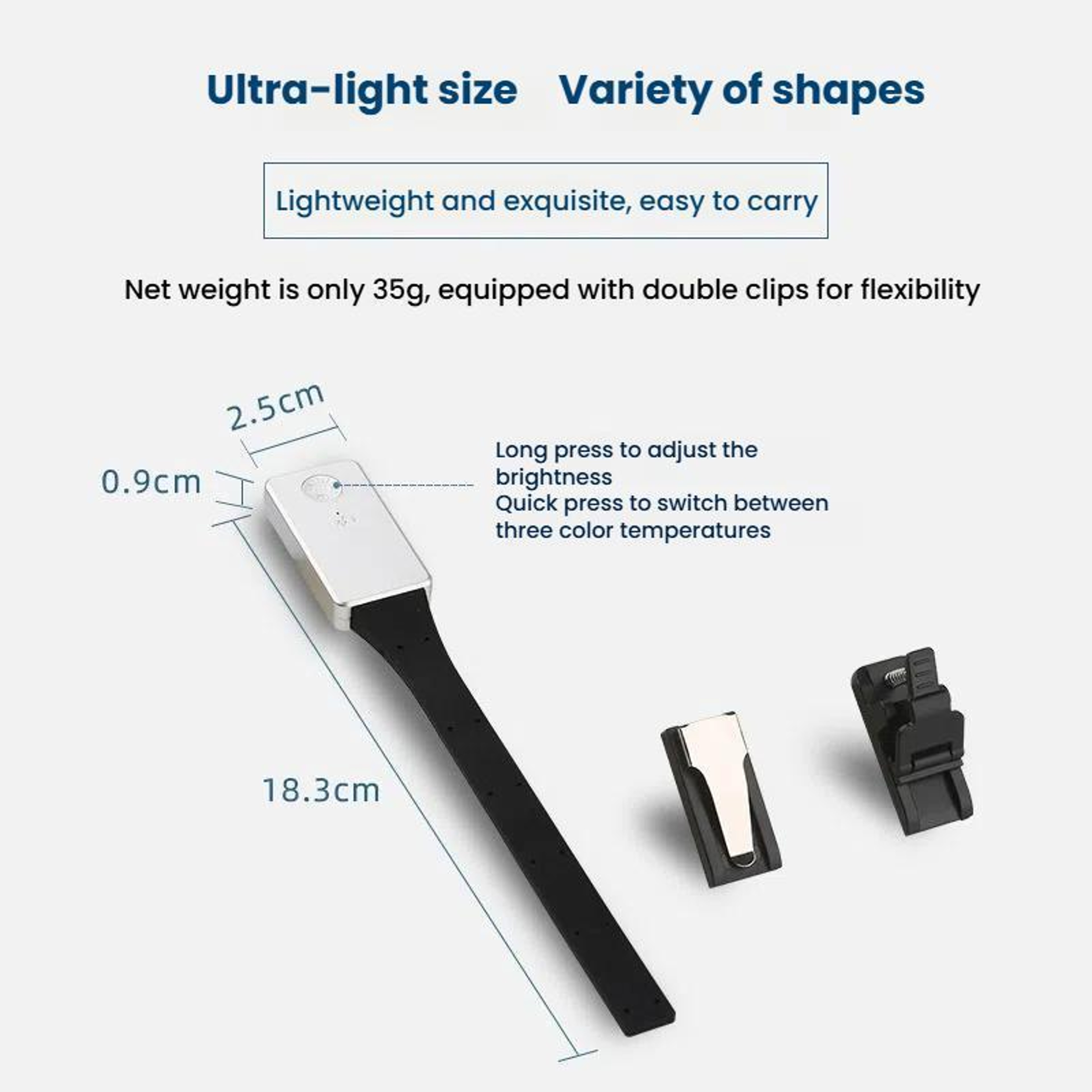 Rechargeable Clip-On Book Light with 3 Color Modes and Stepless Dimming – view 5