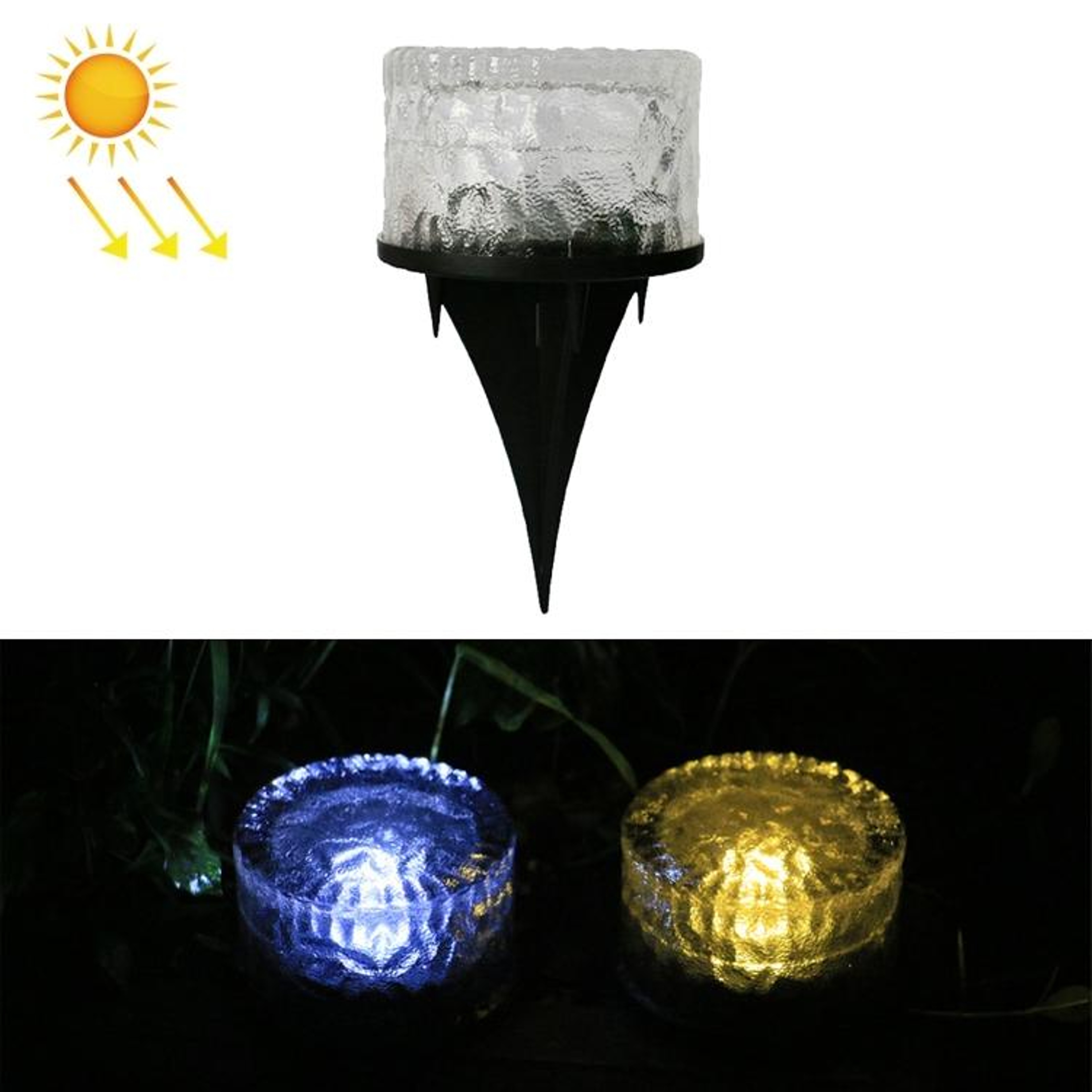 Solar Garden Ground Light IP68 Waterproof LED Ice Glass Pathway Lamp – view 9