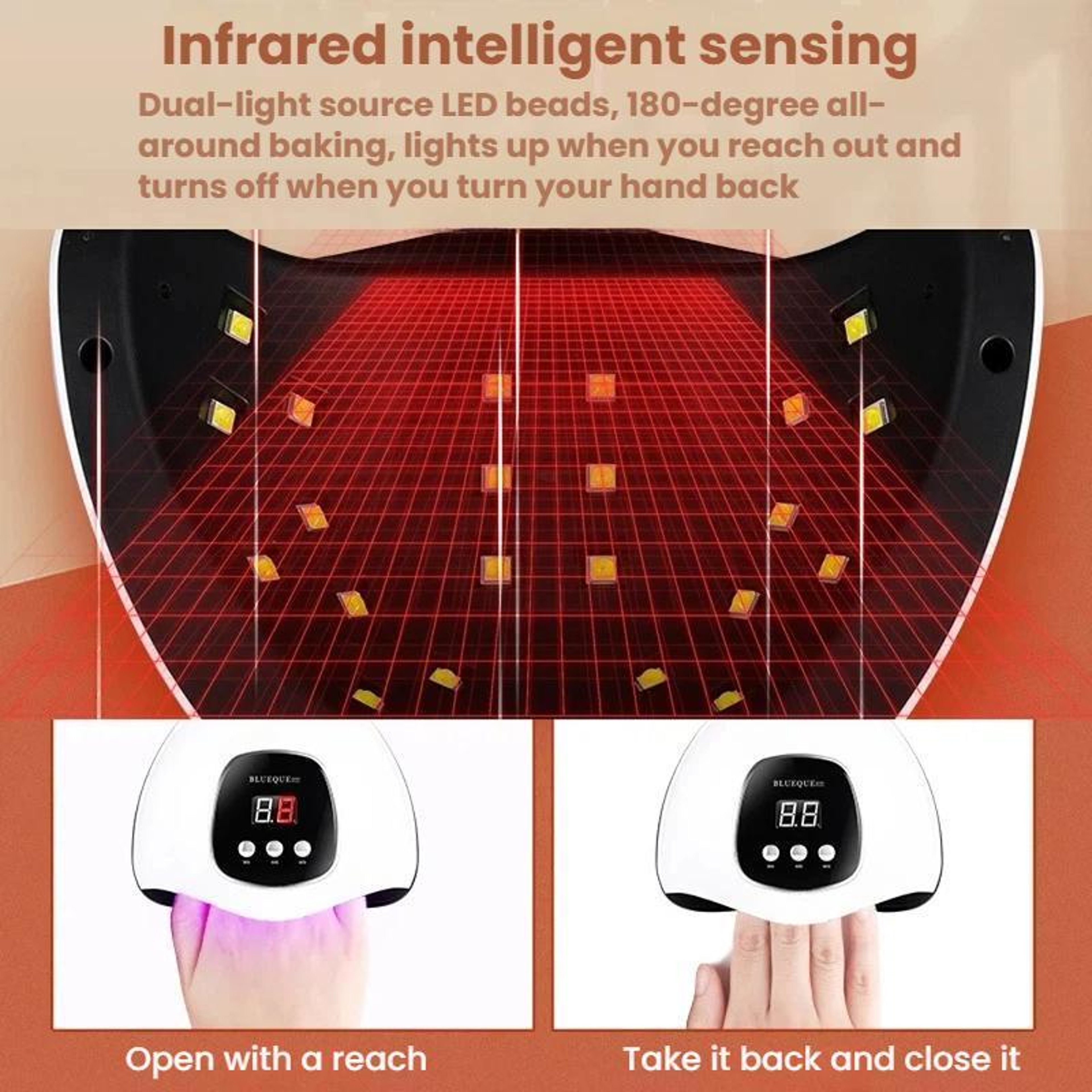 48W UV LED Nail Lamp With Smart Sensor And 3Timer Quick Gel Curing 3