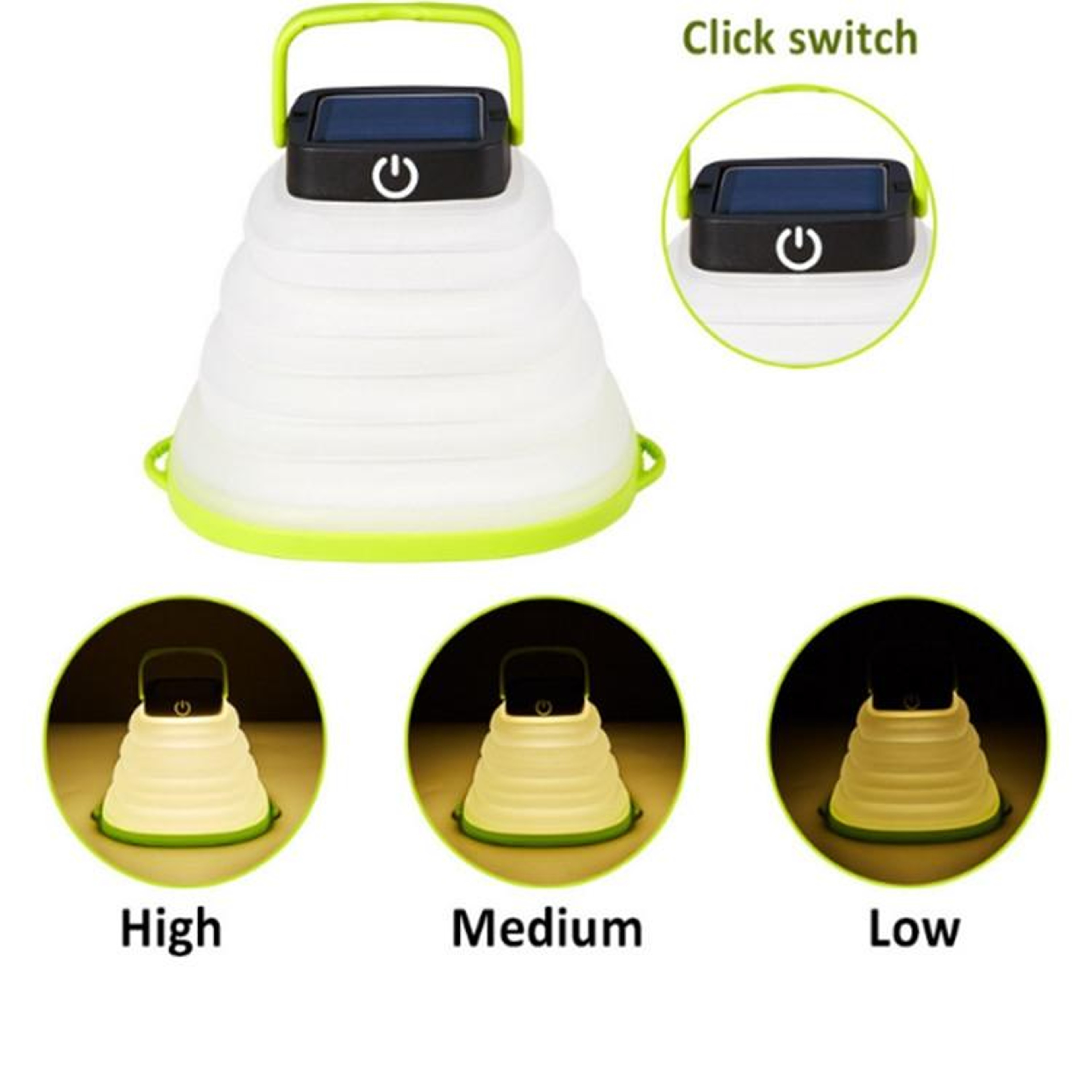 Foldable Solar Camping Lantern With USB Charging And 3Level LED Light 2