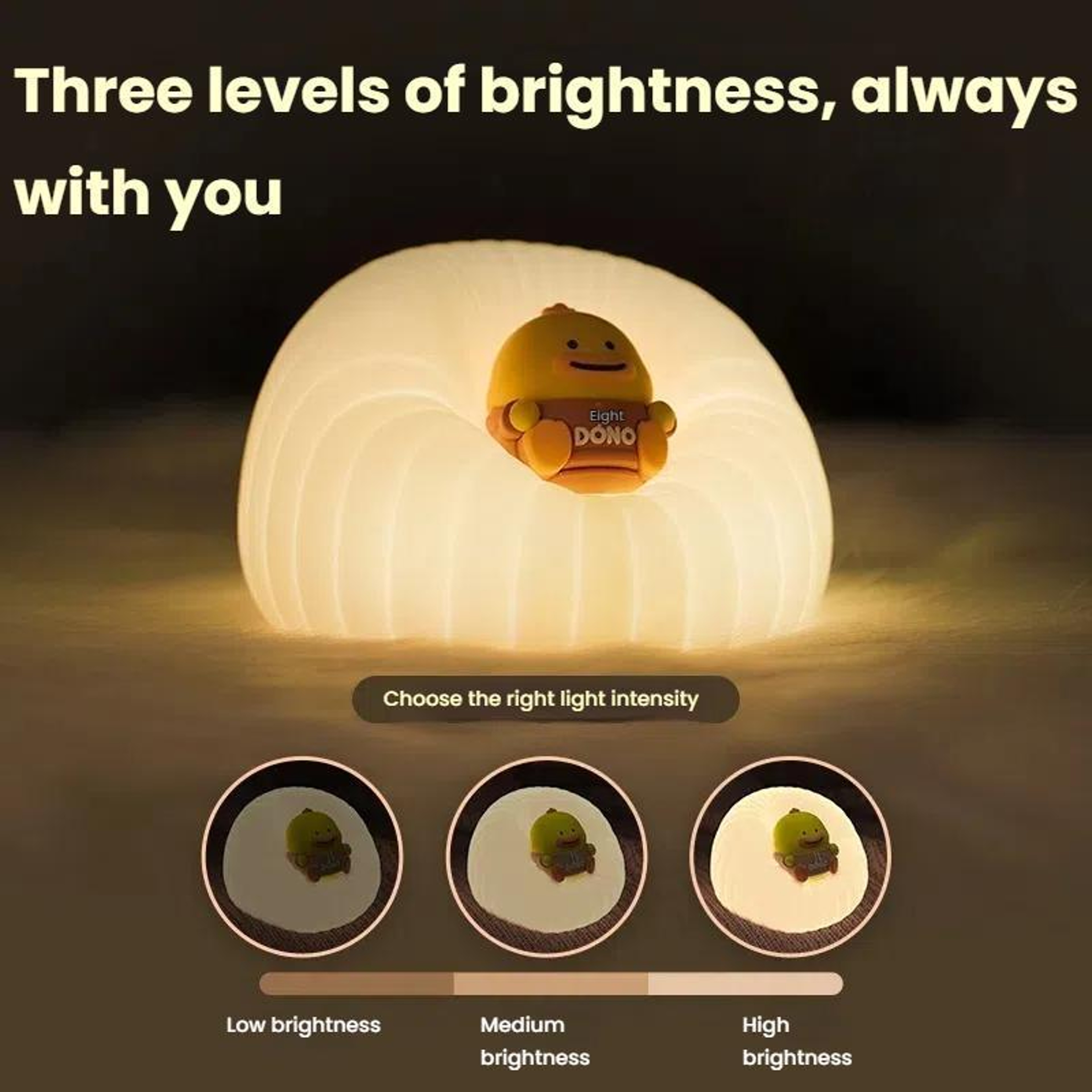 Rechargeable Silicone Night Light With 3Level Dimmable Warm Glow 2