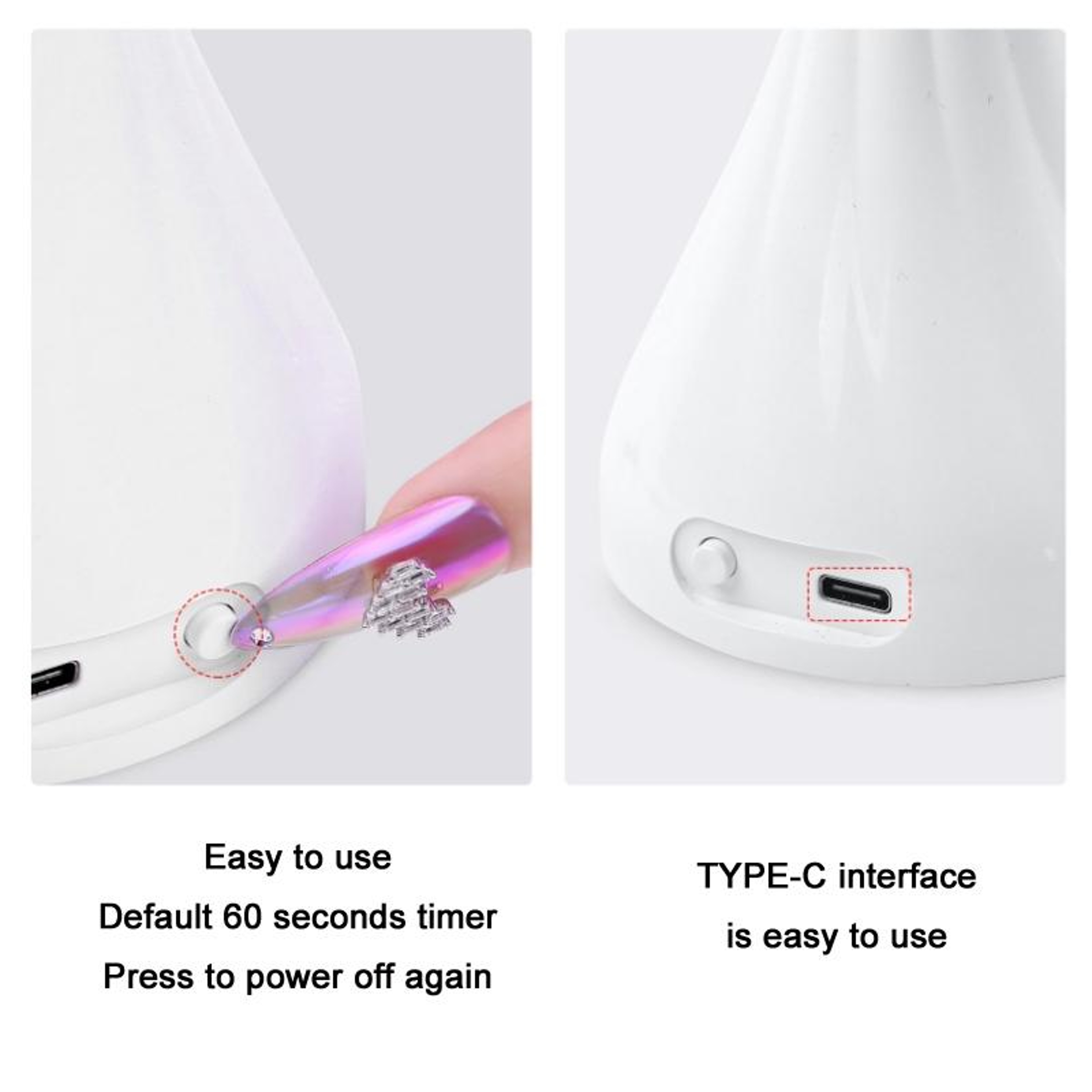 Rose 6-LED UV LED Nail Lamp with Adjustable Neck, 60s Timer and Type-C Power – view 4